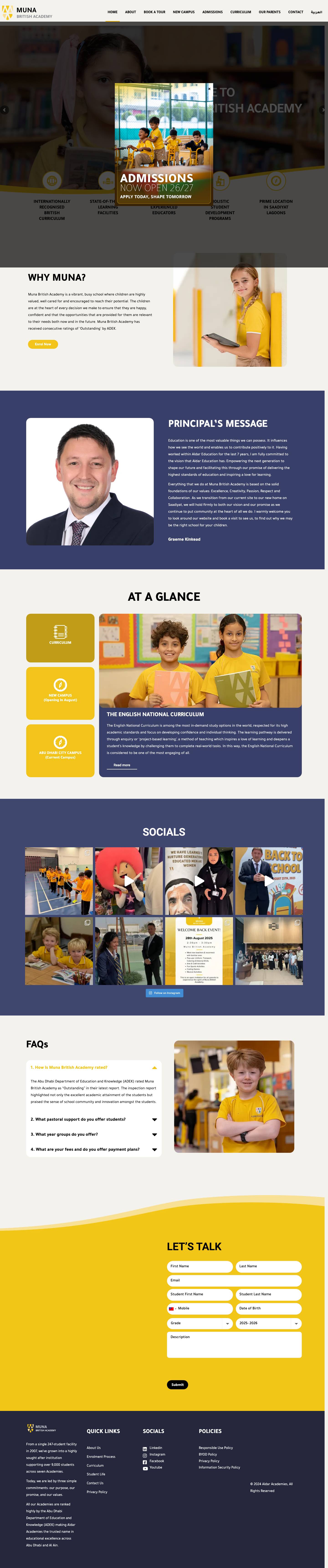 Muna British Academy | Premium British School on Saadiyat - Full Screenshot