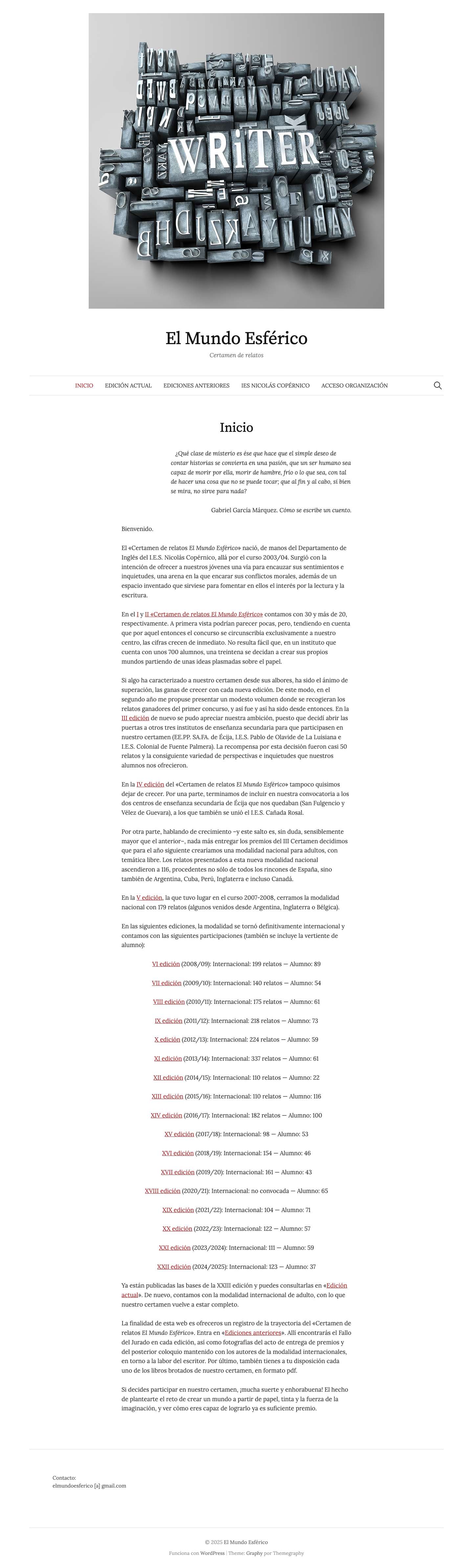 El Mundo Esférico – Certamen de relatos - Full Screenshot