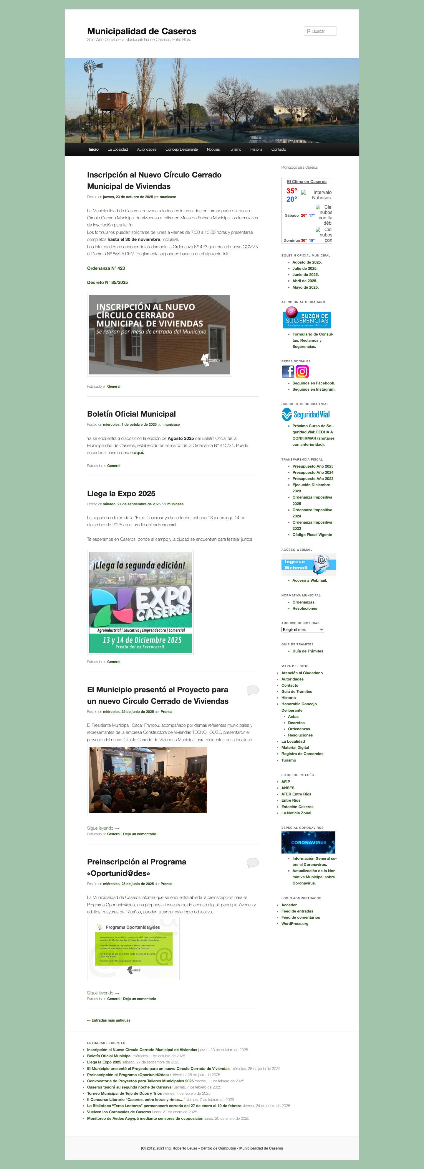 Municipalidad de Caseros | Sitio Web Oficial de la Municipalidad de Caseros, Entre Ríos. - Full Screenshot