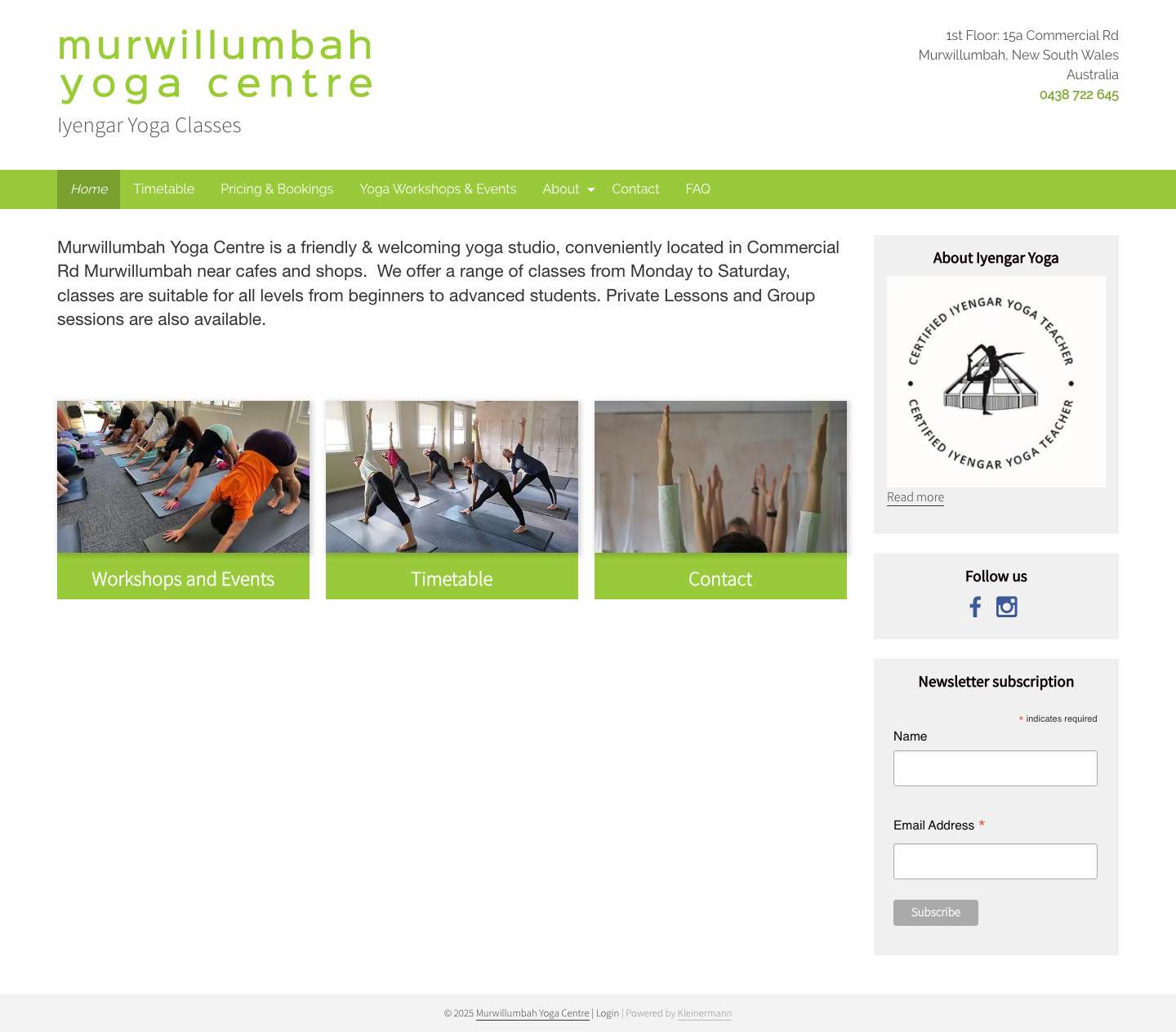 Murwillumbah Yoga Centre - Iyengar Yoga Classes - Full Screenshot