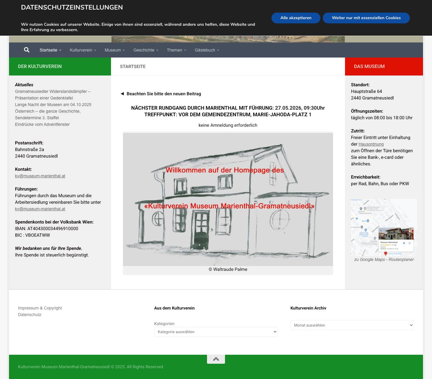 Startseite - Kulturverein Museum Marienthal-Gramatneusiedl - Full Screenshot