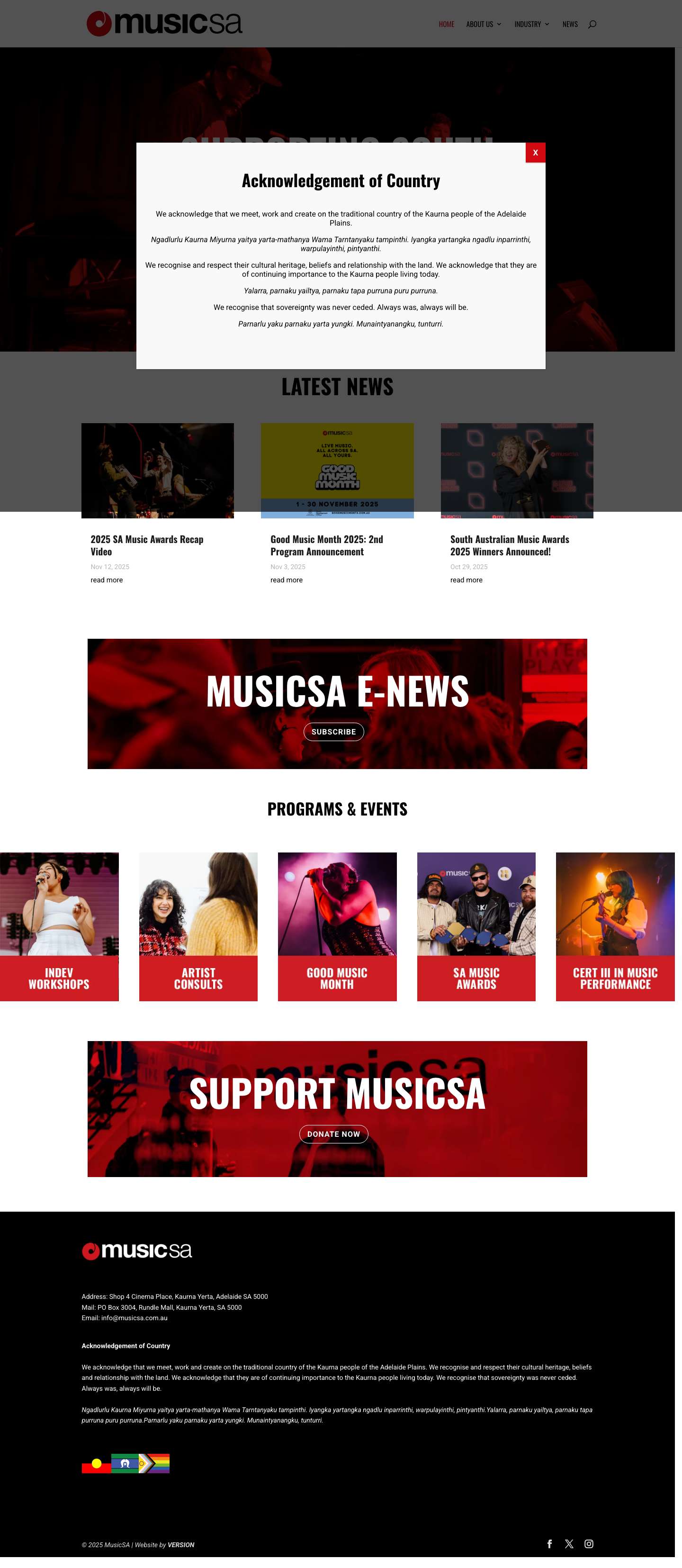 MusicSA – Music South Australia – Peak body for music in SA - Full Screenshot