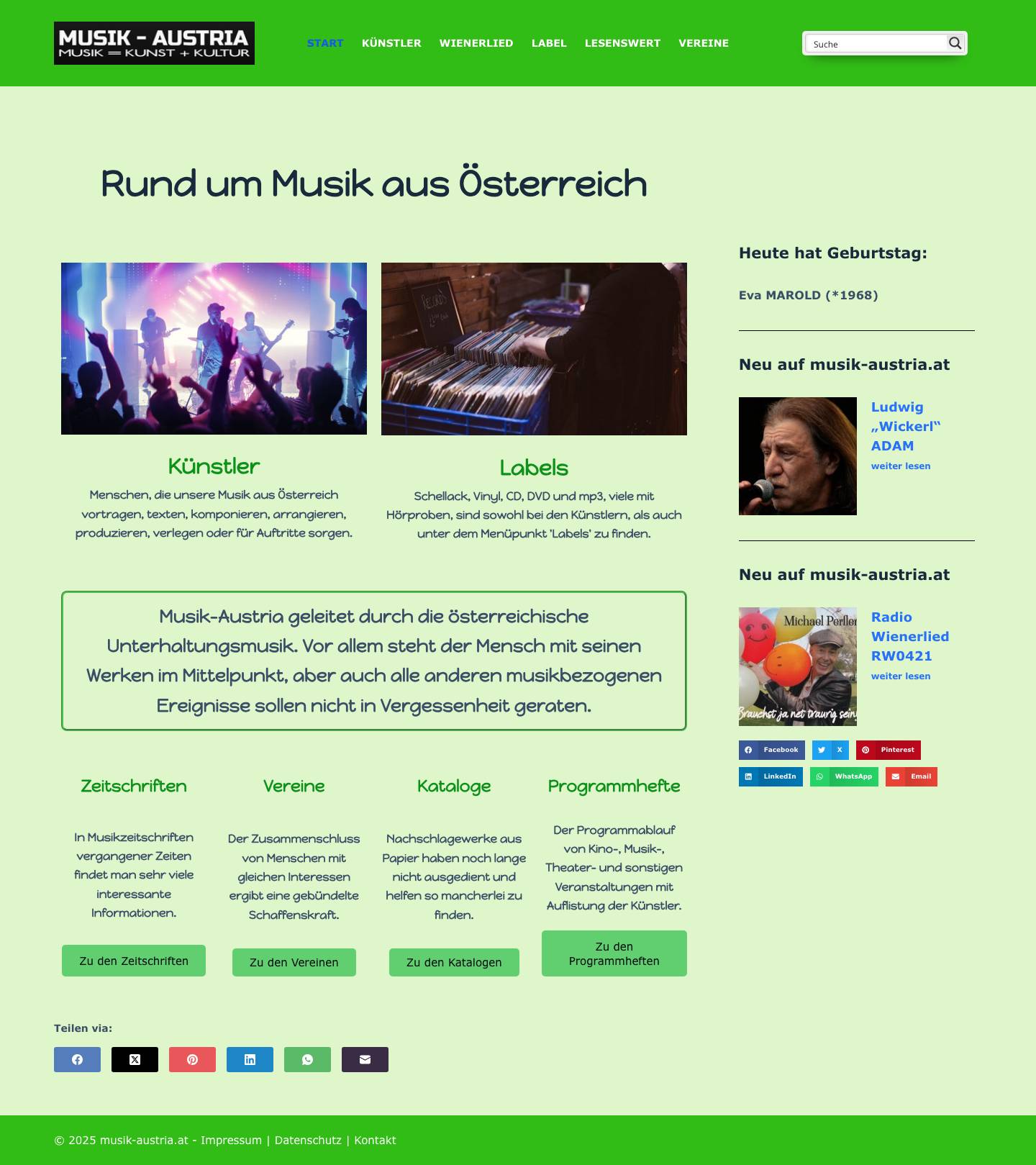 Musik-Austria - Rund um Musik aus Österreich - Full Screenshot