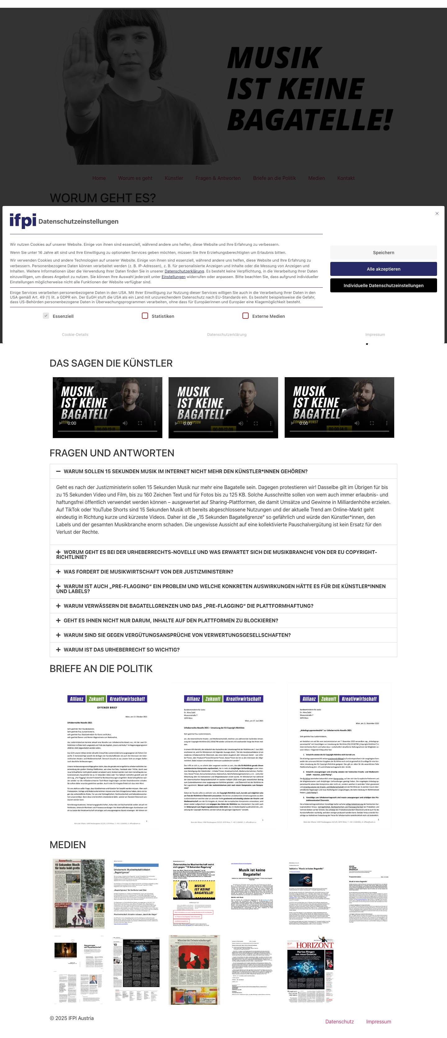 Musik ist keine Bagatelle! - Initiative der österreichischen Musikwirtschaft - Full Screenshot