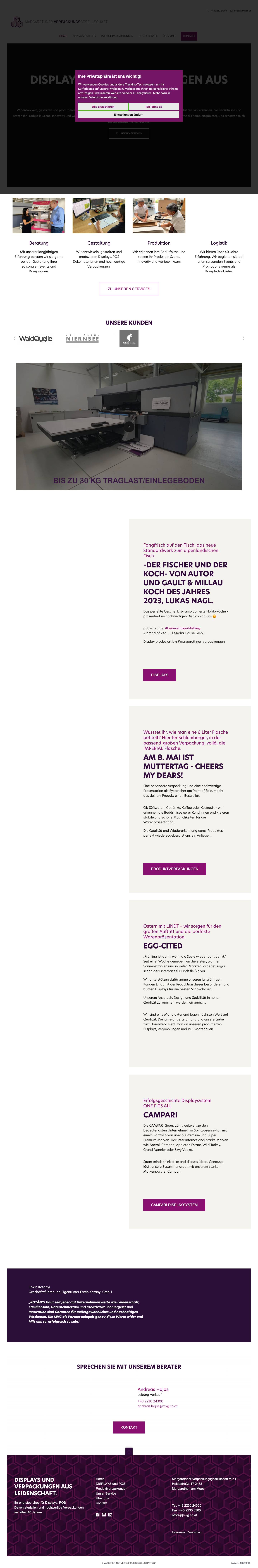 Ihr one-stop-shop für Displays und POS Dekomaterialien - Margarethner Verpackungsgesellschaft - Full Screenshot