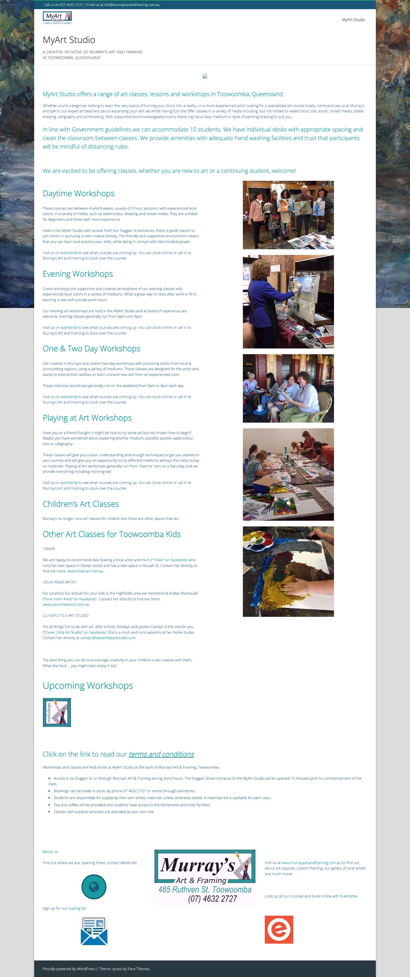 MyArt Studio – A creative initiative of Murray's Art and Framing in Toowoomba, Queensland - Full Screenshot