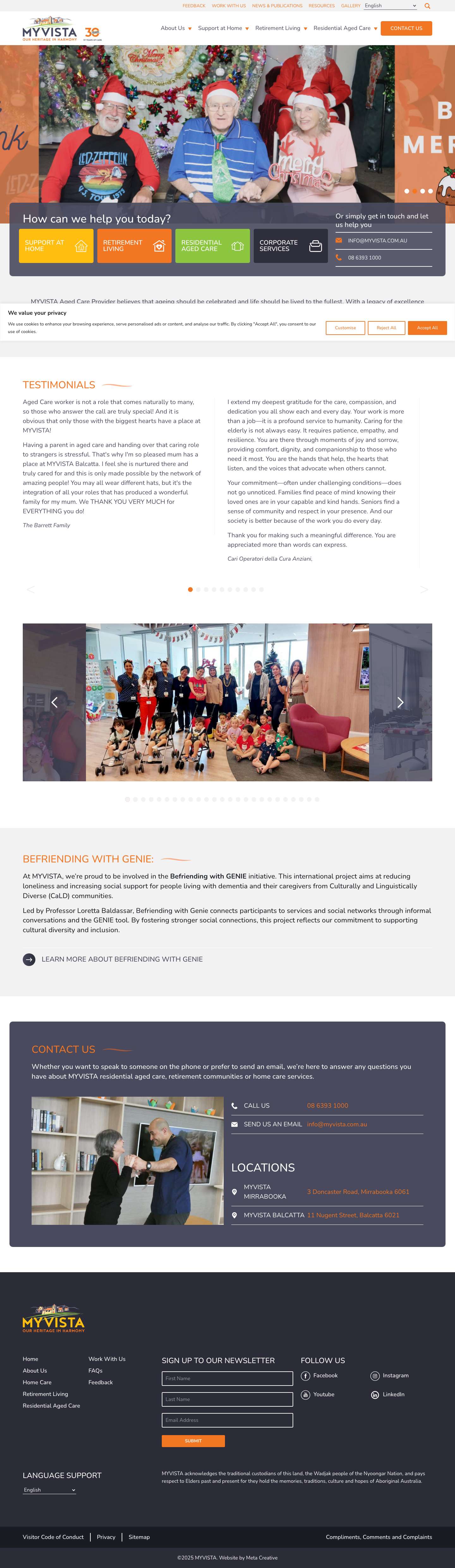 MYVISTA | Aged Care Provider Perth - Full Screenshot