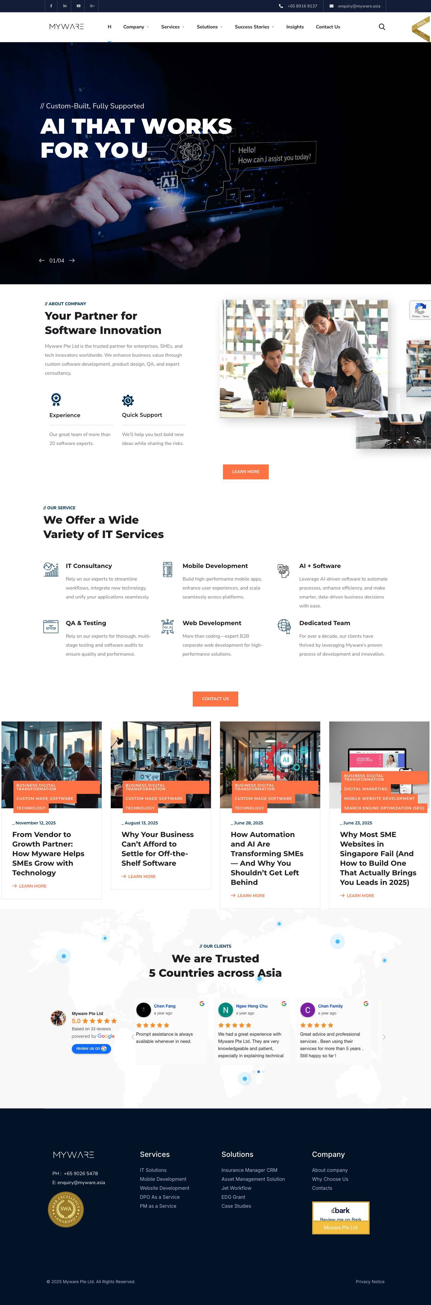 Myware Pte Ltd | Custom Software for IoT, CRM & E-Commerce - Full Screenshot