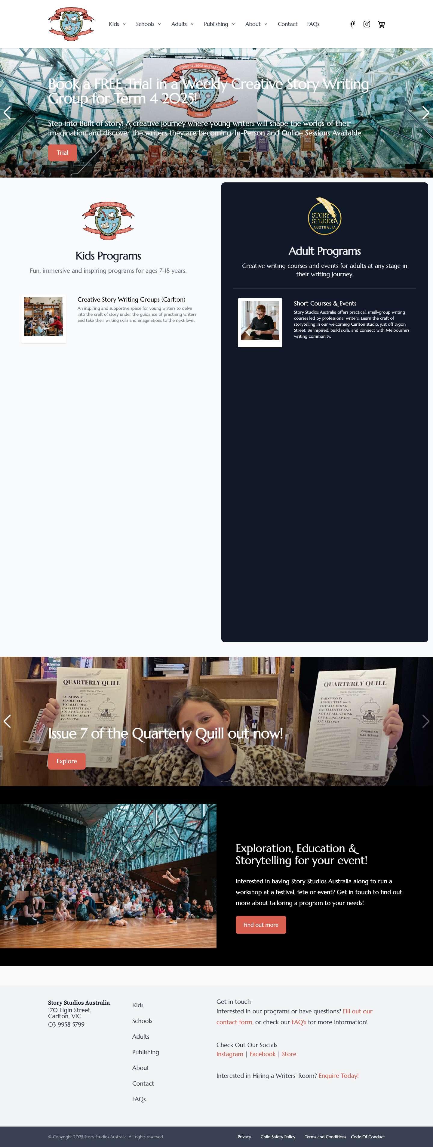 Story Studios Australia - Story Studios Australia Creative Writing Programs - Full Screenshot