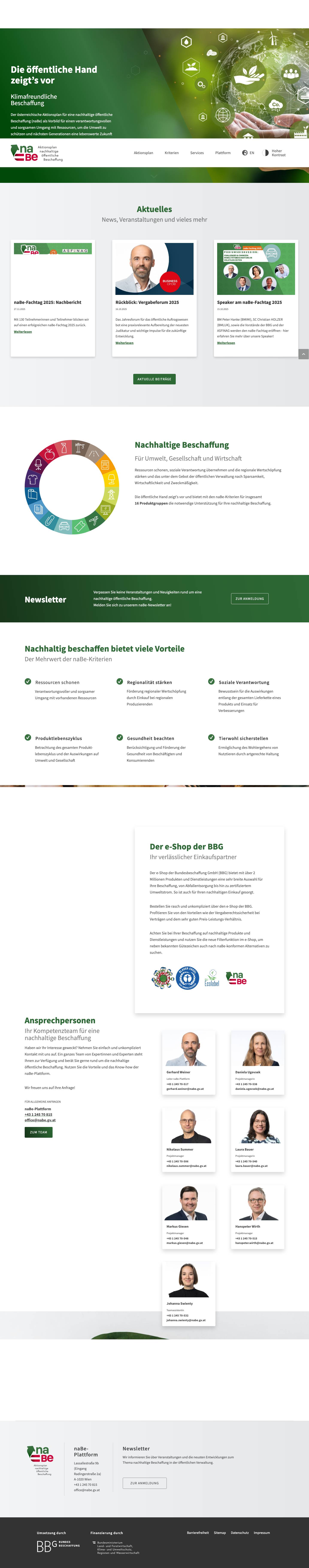 naBe - Aktionsplan für eine nachhaltige öffentliche Beschaffung - Full Screenshot
