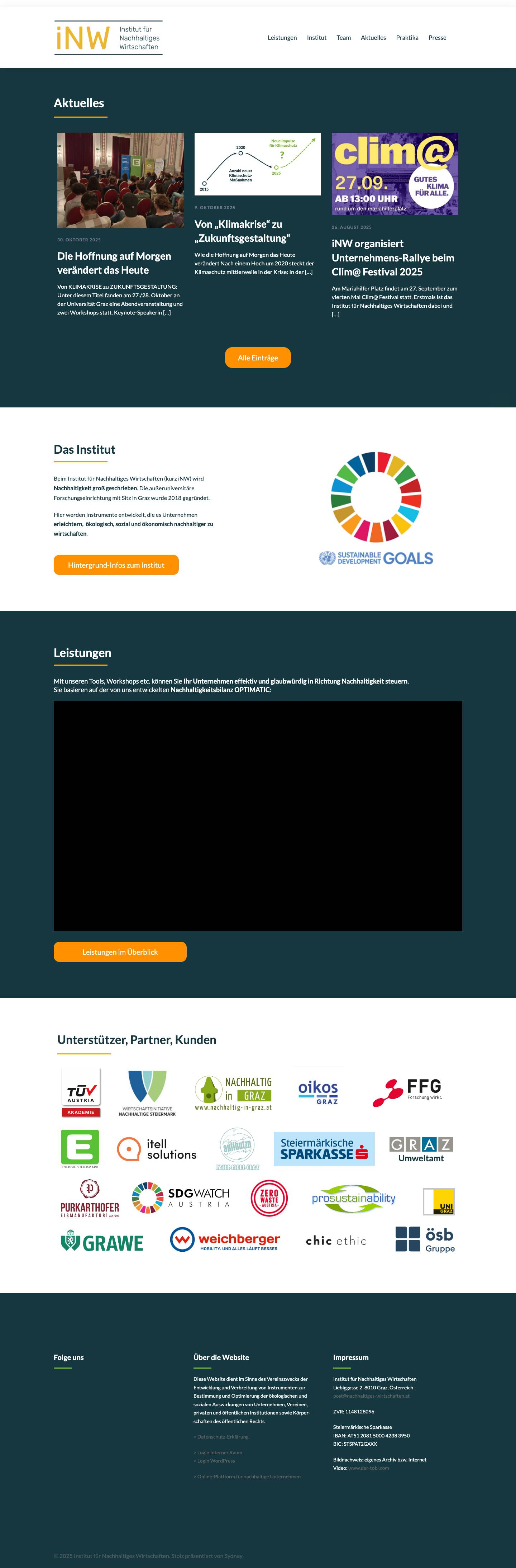 Institut für Nachhaltiges Wirtschaften – Entwicklung von Instrumenten für nachhaltige UND erfolgreiche Unternehmen - Full Screenshot