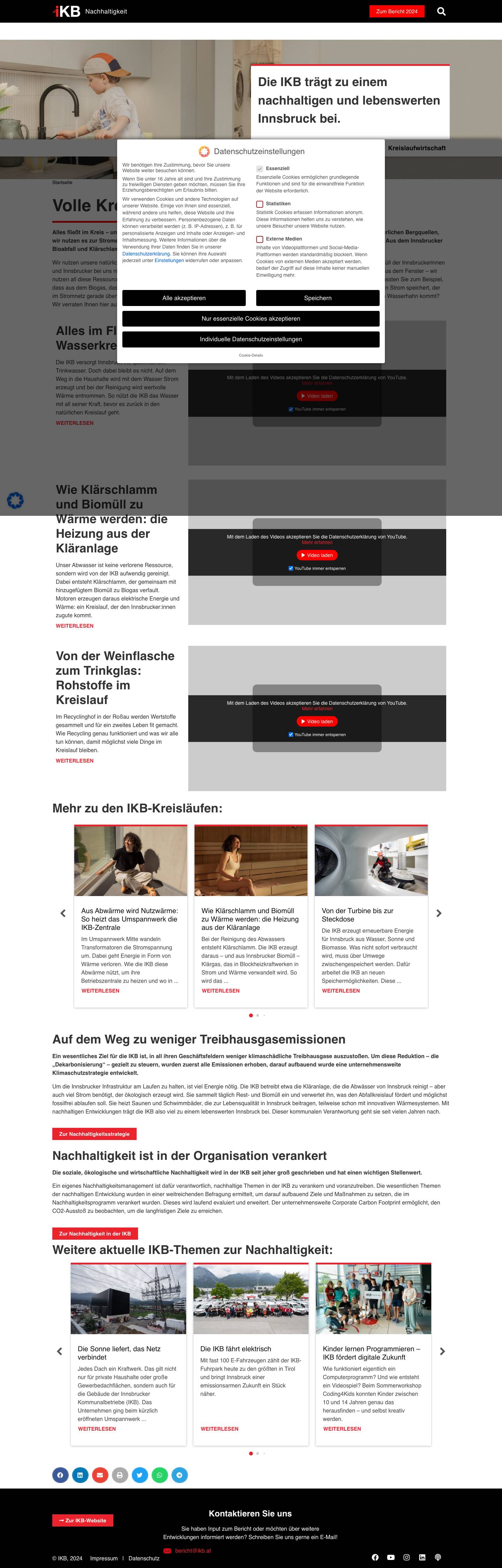 Nachhaltigkeit bei der IKB | nachhaltigkeit.ikb.at - Full Screenshot