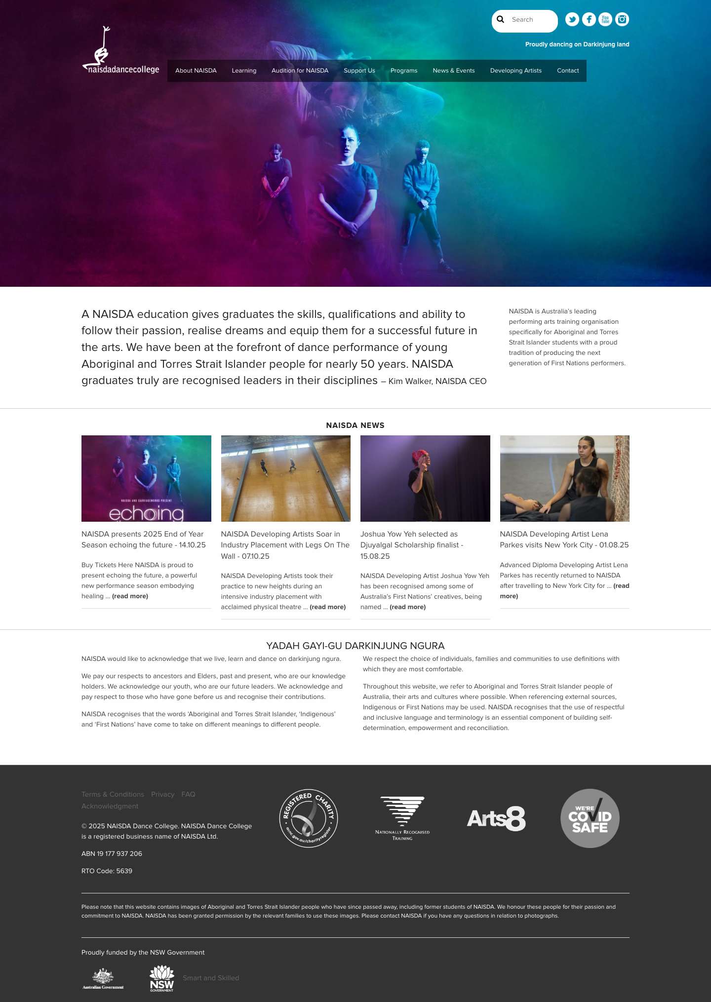 NAISDA Dance College - Australia’s premier Indigenous training college for Aboriginal and Torres Strait Islander performers.NAISDA Dance College - Full Screenshot
