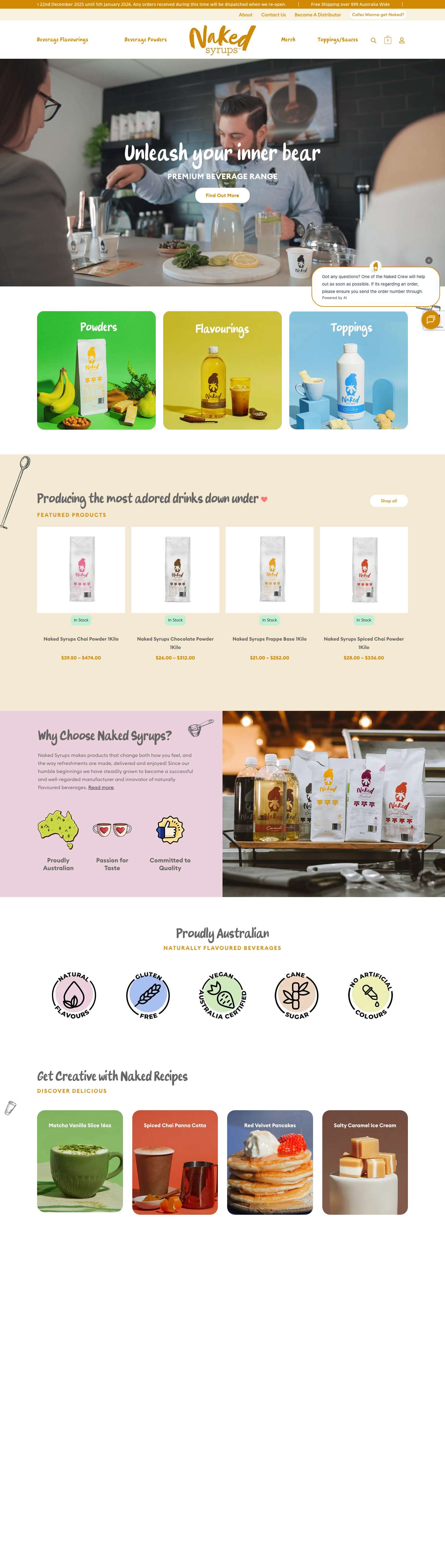 Premium Flavoured Syrups | Best Beverage Flavour Naked Syrups - Full Screenshot