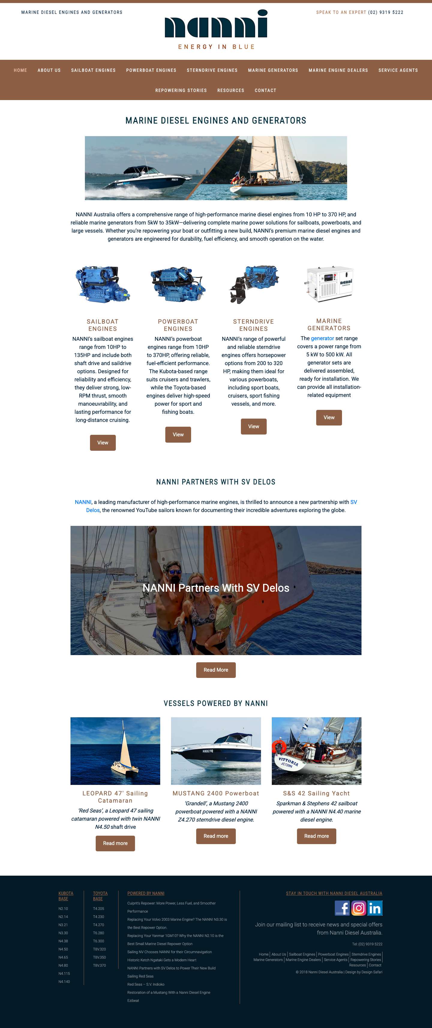 Marine Diesel Engines and Generators - NANNI Australia - Full Screenshot