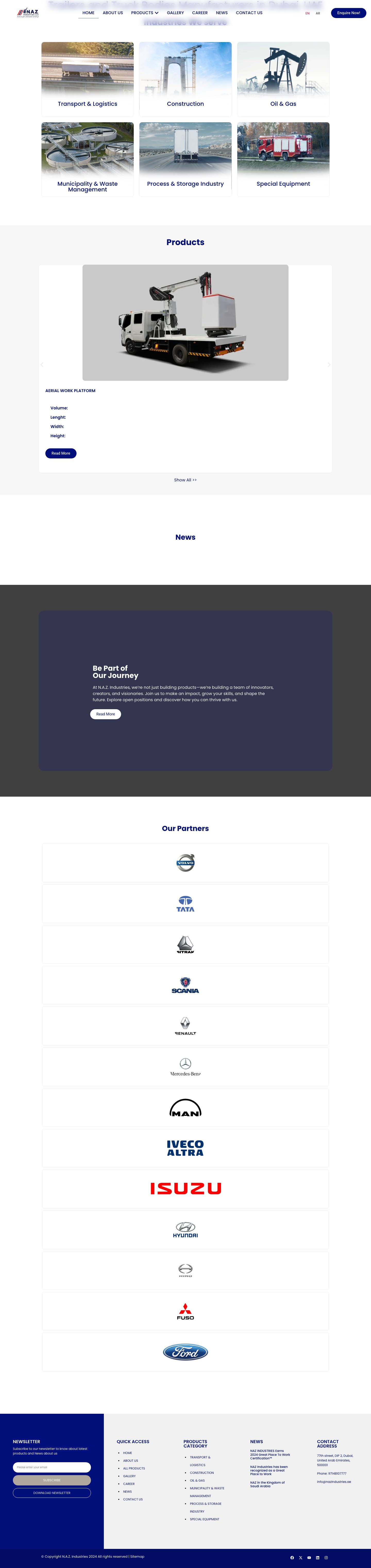 Trailer and Truck Body Manufacturers in Dubai, UAE - High Quality Trailers - Full Screenshot