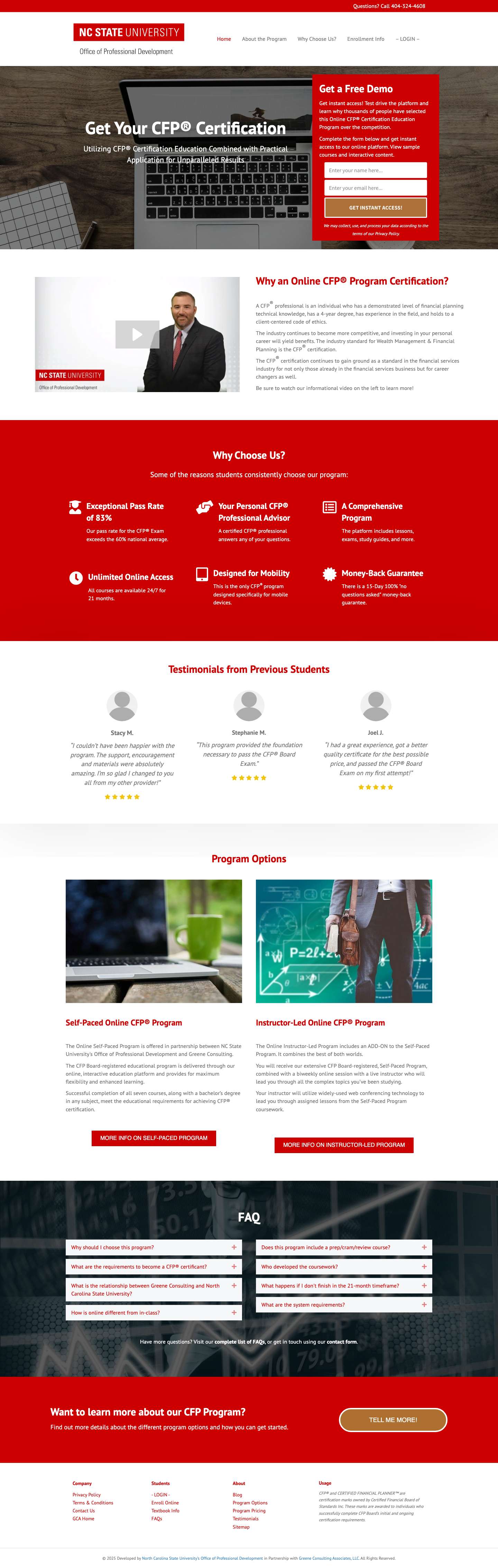 Online CFP Certification Training Program | NC State University - Full Screenshot