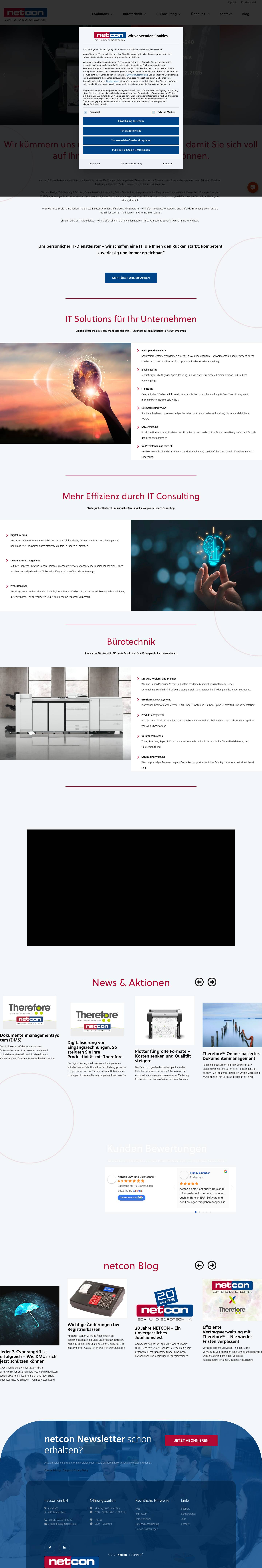 IT-Betreuung & Canon Drucksysteme für Unternehmen | netcon - Full Screenshot