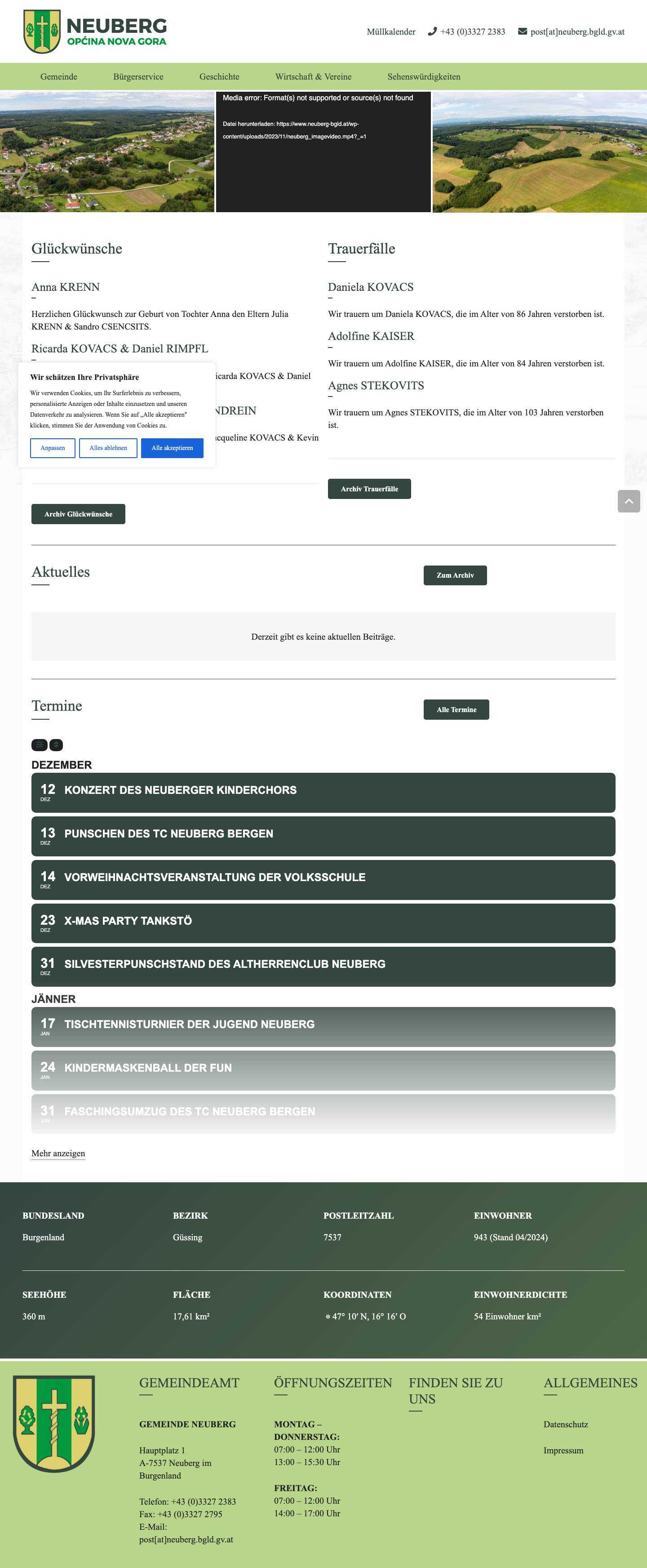Gemeinde Neuberg – Neuberg im Burgenland ist eine Gemeinde im Bezirk Güssing im Burgenland in Österreich. - Full Screenshot