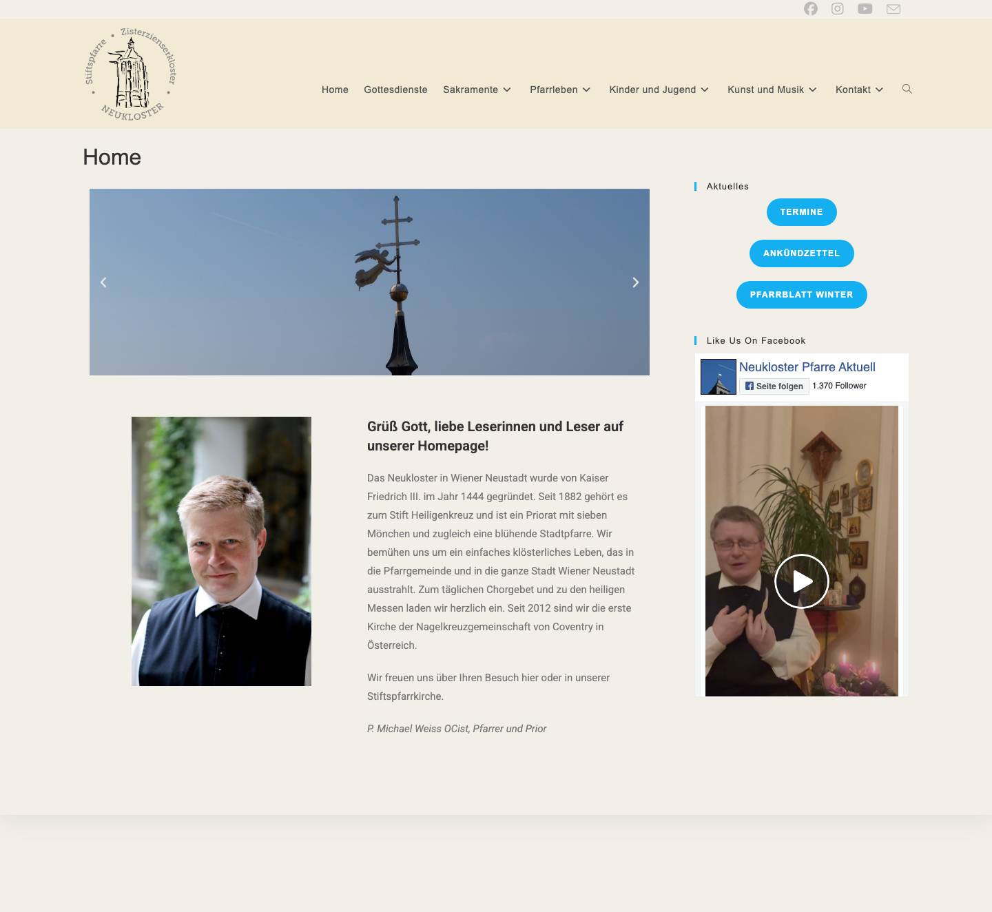 Stiftspfarre Neukloster – Aktuelles und Informationen - Full Screenshot