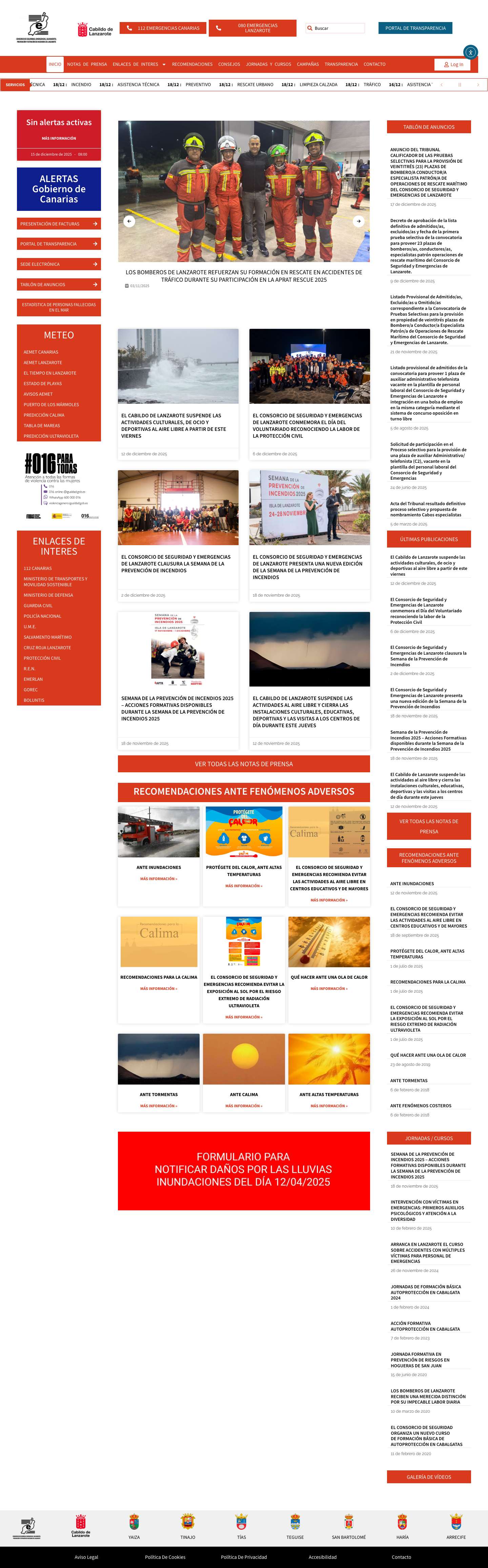 HOME - Consorcio de Seguridad y Emergencias de Lanzarote - Full Screenshot