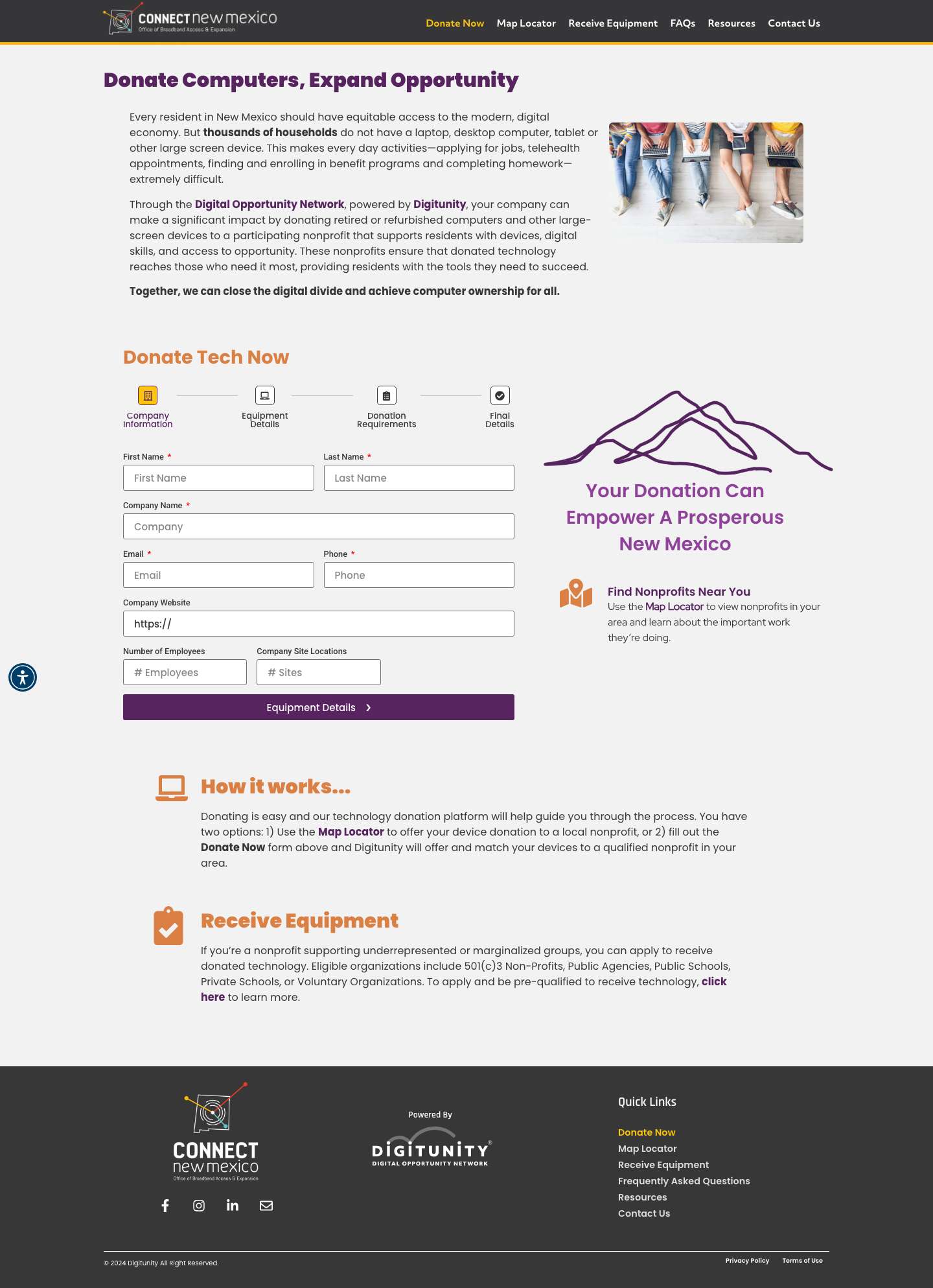 Donate Now - New Mexico Connect - Full Screenshot
