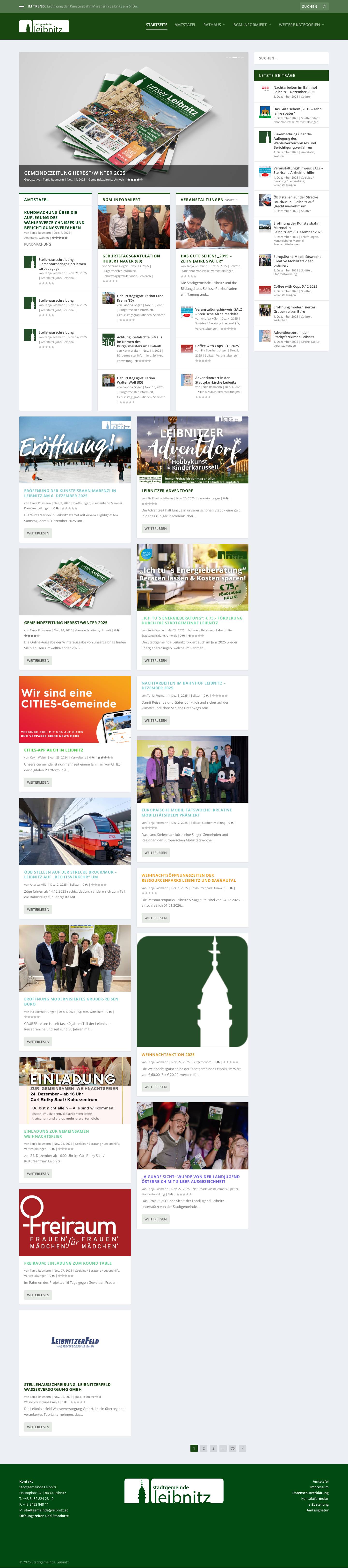 Newsroom der Stadt Leibnitz - Die offizielle News-Seite der Stadtgemeinde Leibnitz - Full Screenshot