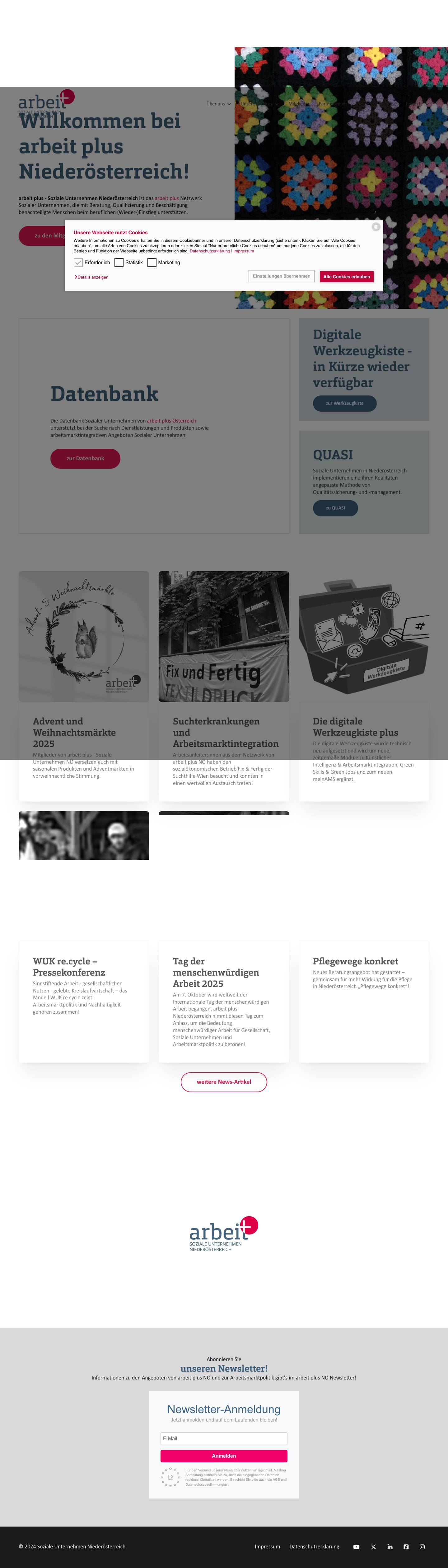 arbeit plus - Soziale Unternehmen Niederösterreich - Full Screenshot