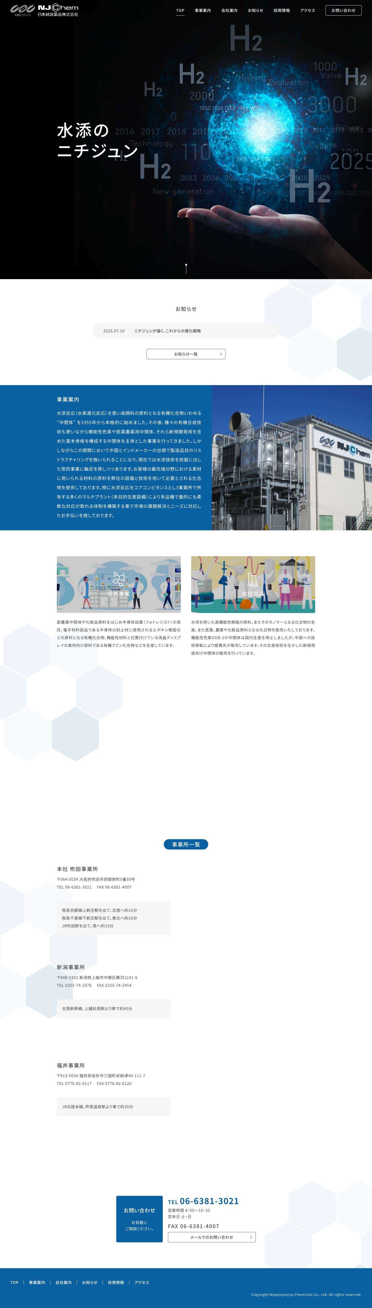 水添技術・有機合成技術 | 日本純良薬品 - Full Screenshot