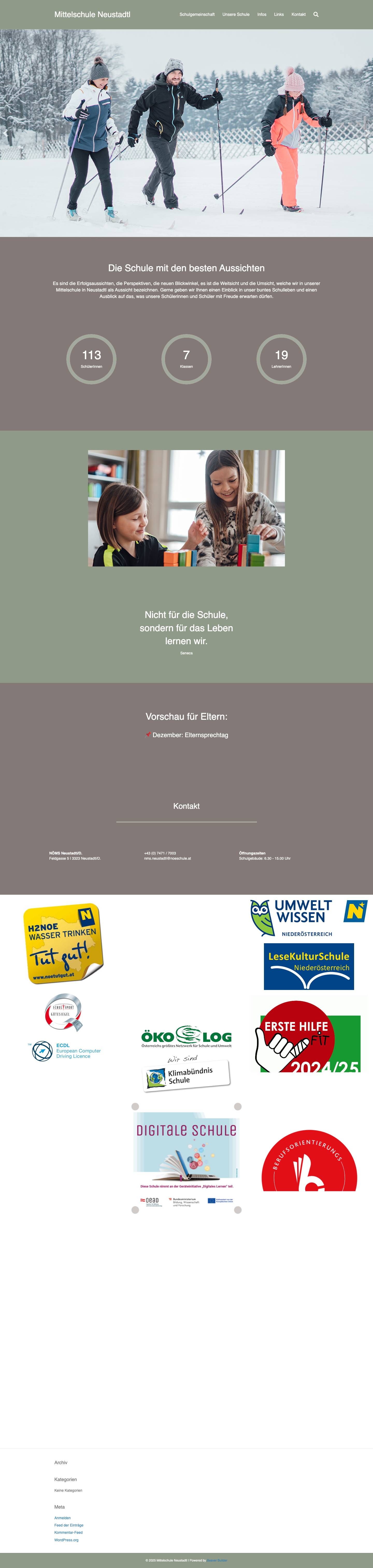 Mittelschule Neustadtl – füreinander | miteinander - Full Screenshot