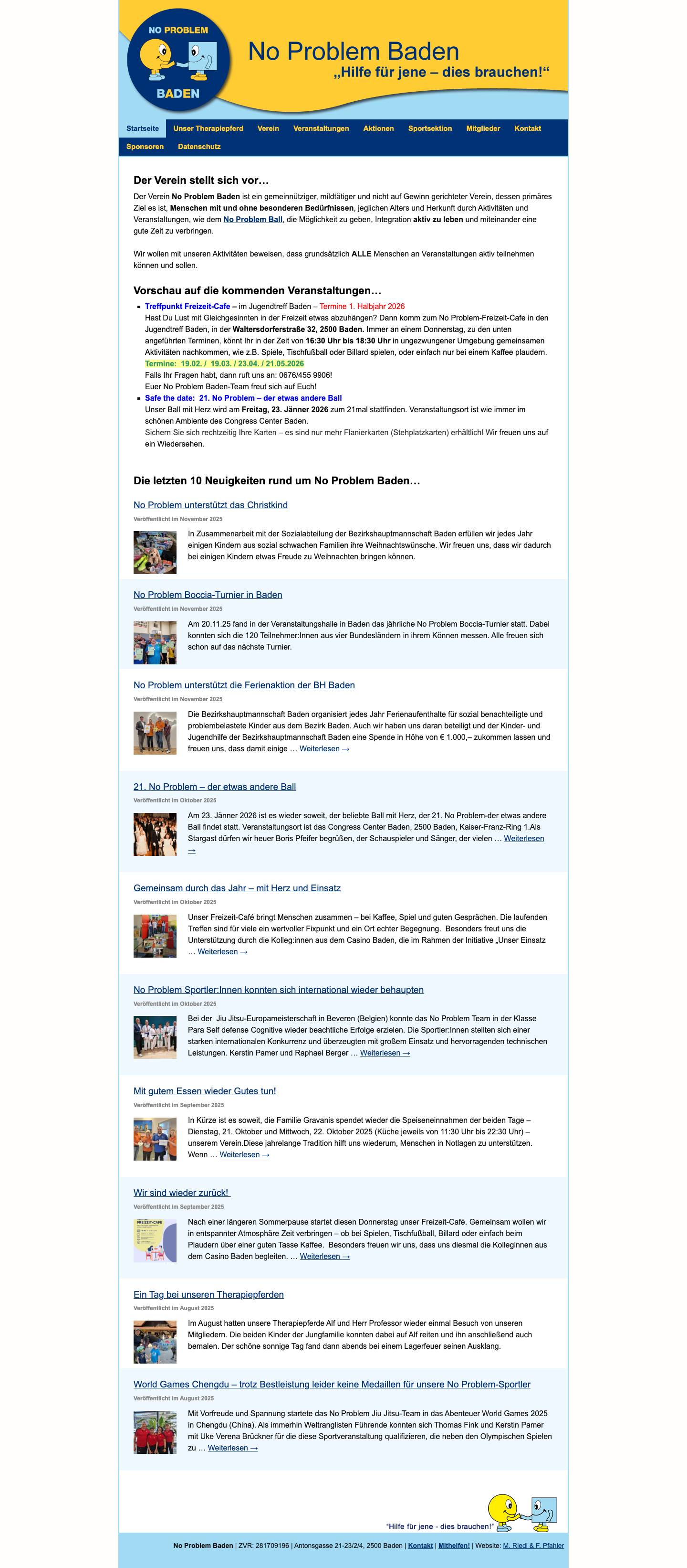 No Problem Baden | "Hilfe für jene – dies brauchen!" - Full Screenshot