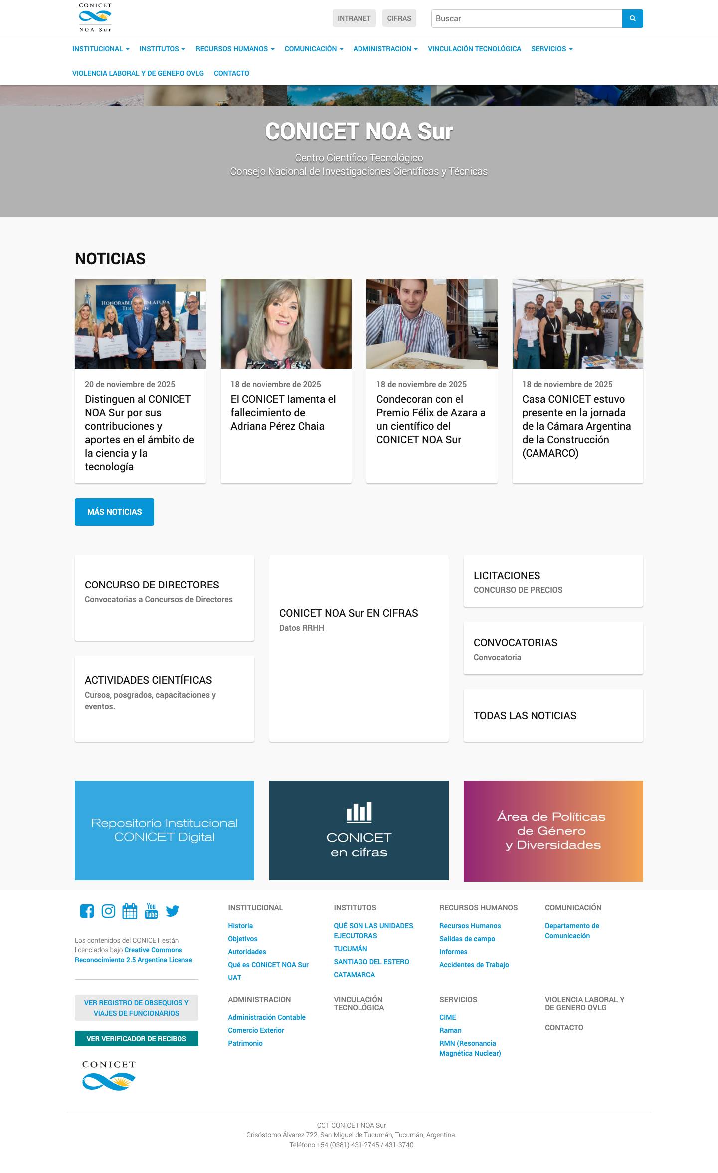 CONICET NOA Sur | Centro Científico Tecnológico Consejo Nacio - Full Screenshot