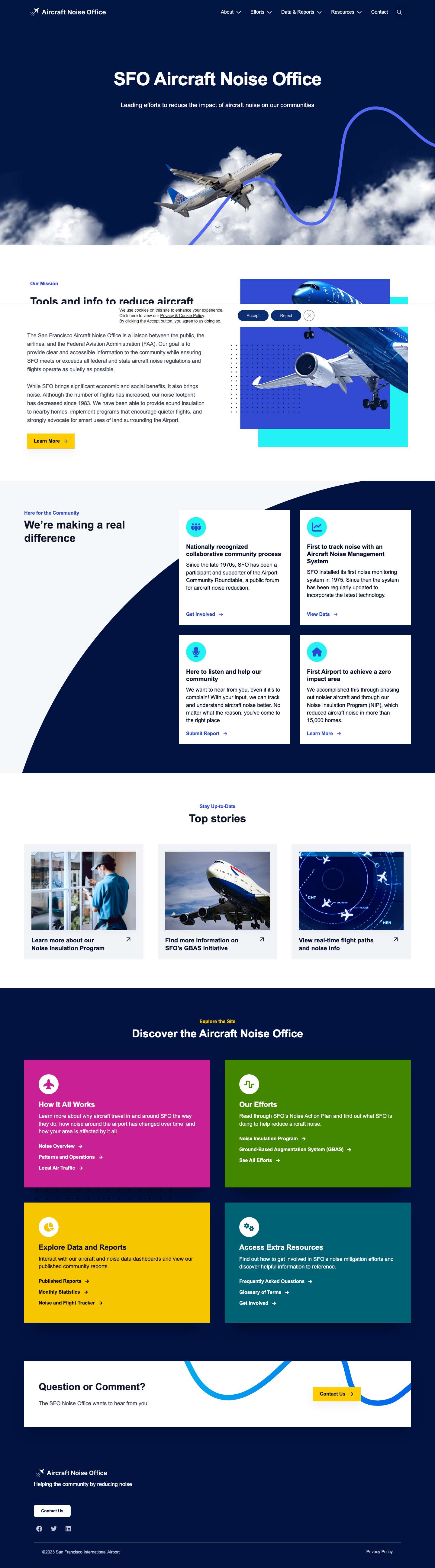 SFO Aircraft Noise Office | SFO - Full Screenshot