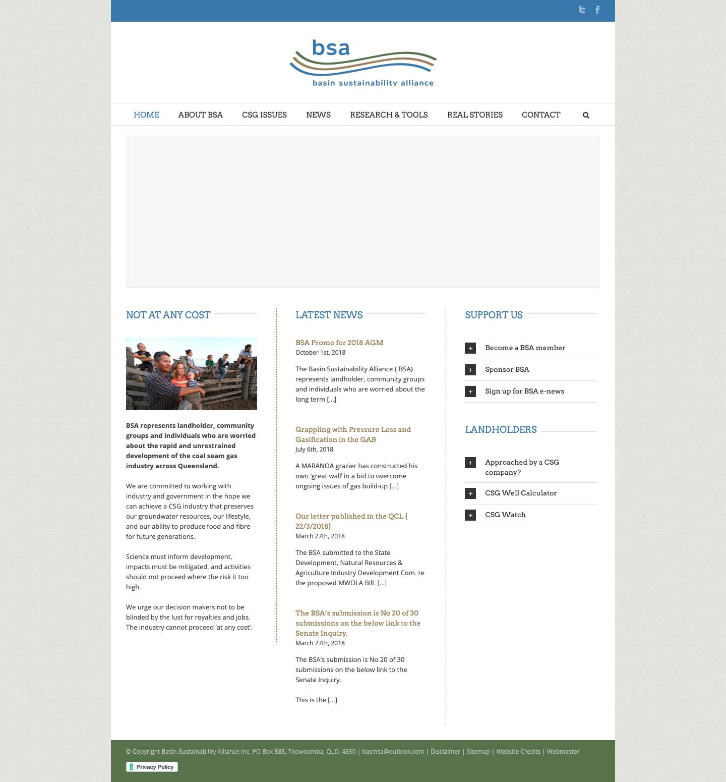 Basin Sustainability Alliance – NOT AT ANY COST Basin Sustainability Alliance - Full Screenshot