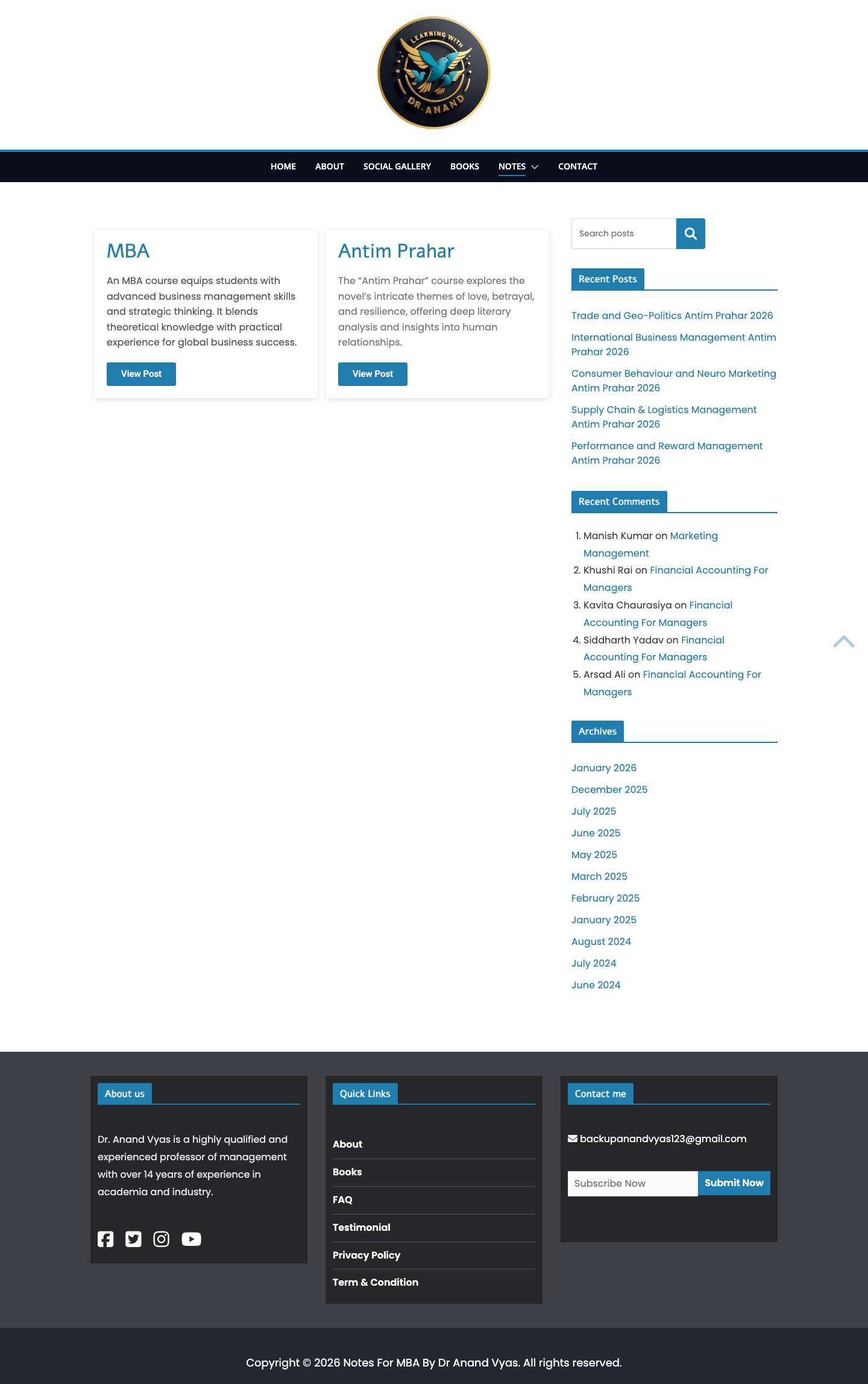 Notes For MBA By Dr Anand Vyas – Best notes here… - Full Screenshot