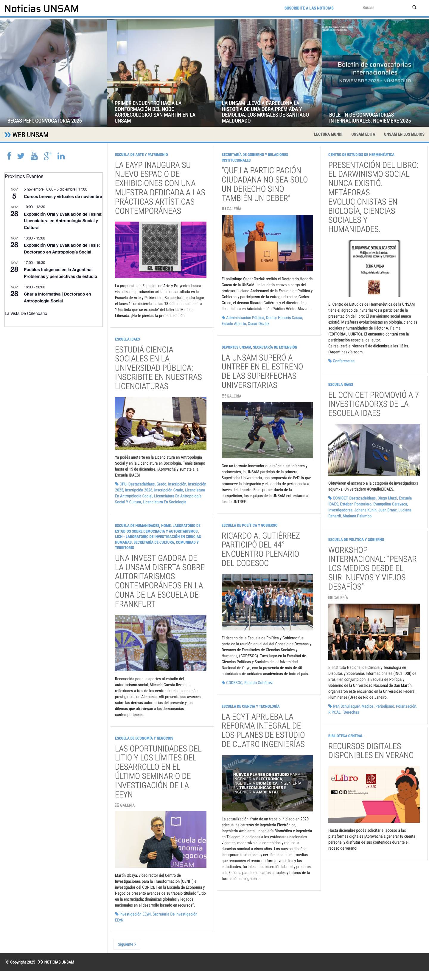 Noticias UNSAM - Full Screenshot