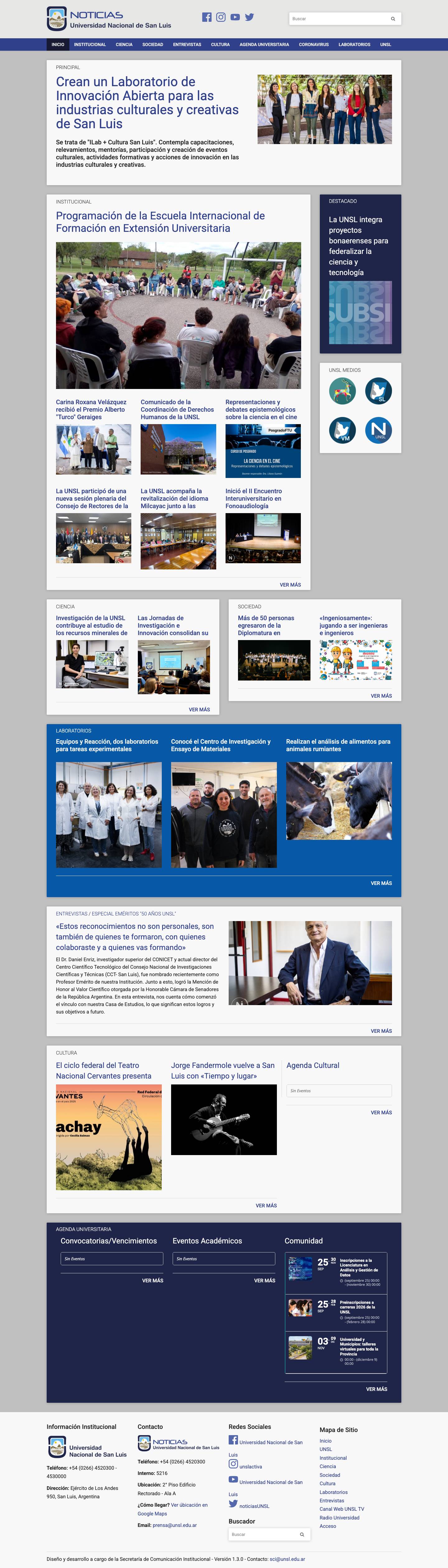 Noticias – UNSL – Nuevo sitio web de Noticias de la UNSL - Full Screenshot