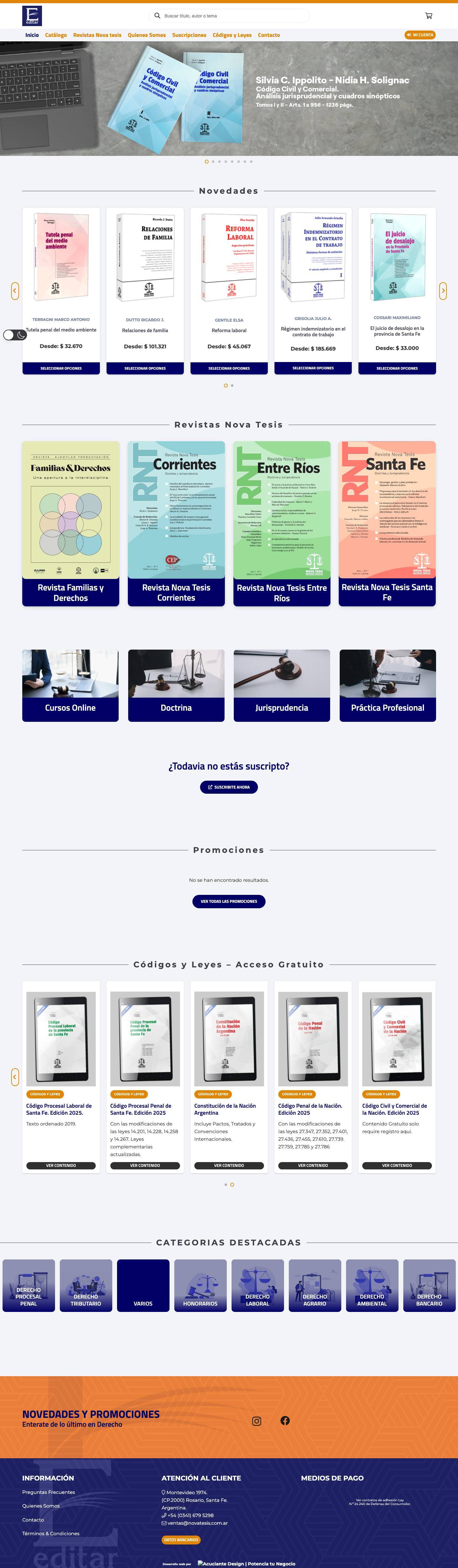 Inicio - Nova Tesis Editorial Jurídica - Full Screenshot
