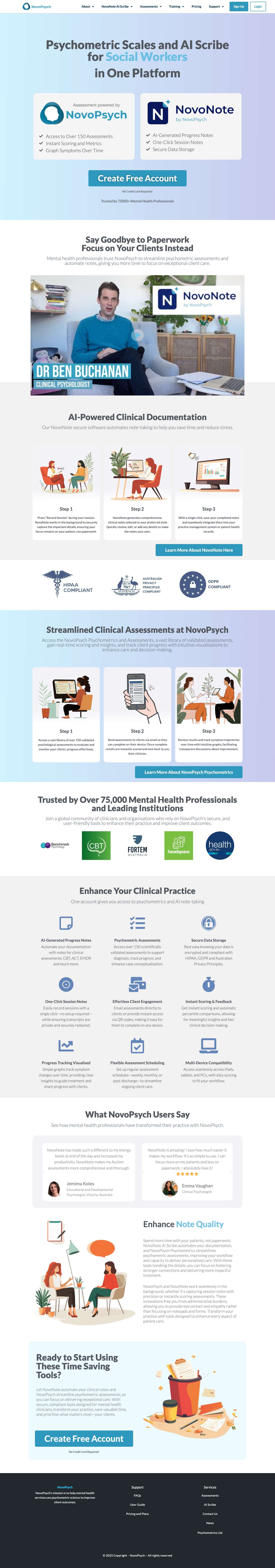 NovoPsych - Psychometrics and AI Scribe - NovoPsych - Full Screenshot