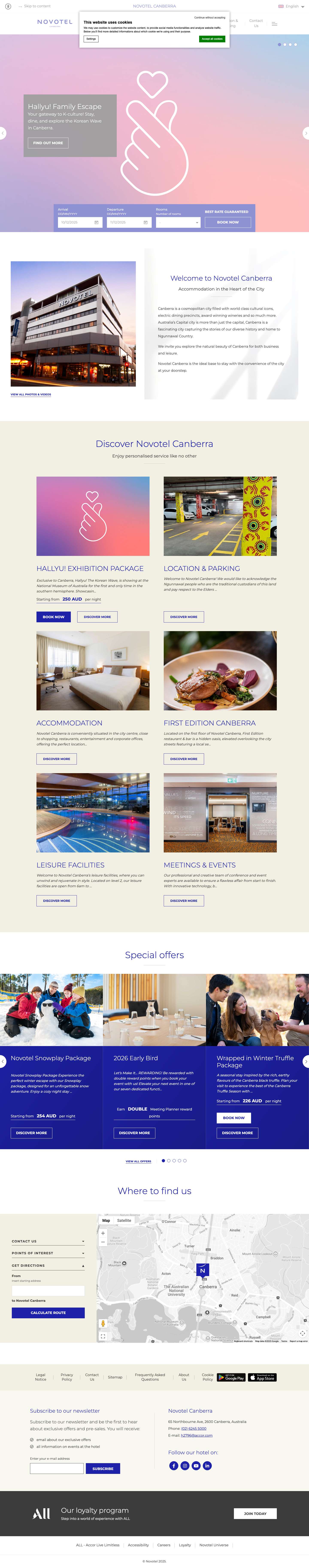 Novotel Canberra | Canberra City Accommodation | 4.5 Star Hotel - Full Screenshot