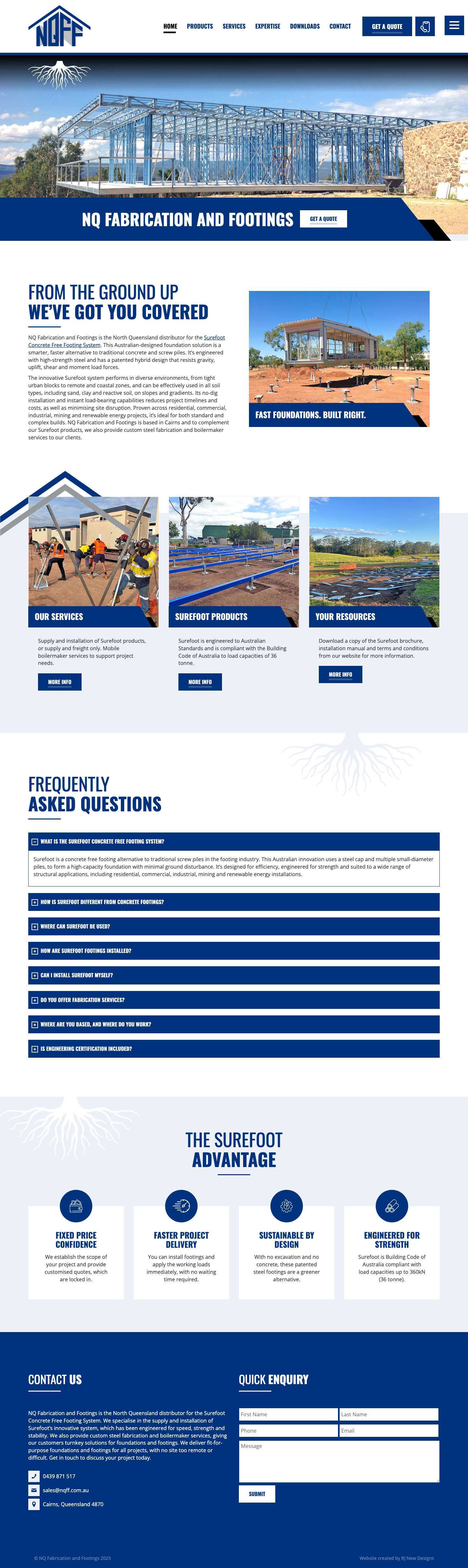 NQ Fabrication and Footings - Surefoot Concrete Free Footing System - Full Screenshot