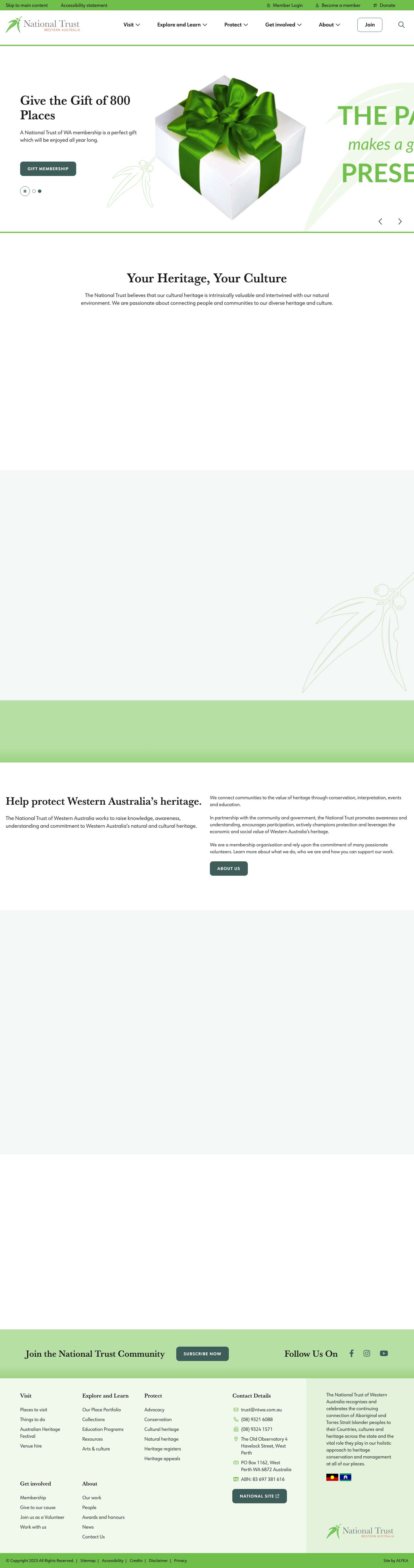 Connecting People To Our Cultural Heritage | National Trust WA - Full Screenshot