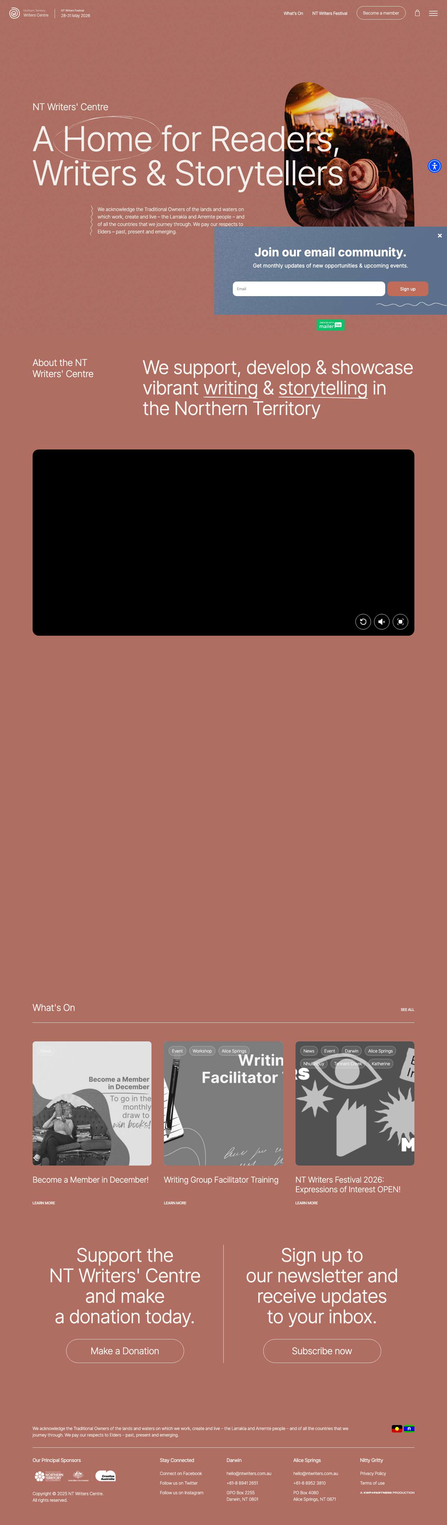 Writing Workshops Northern Territory Darwin Alice Springs - Full Screenshot