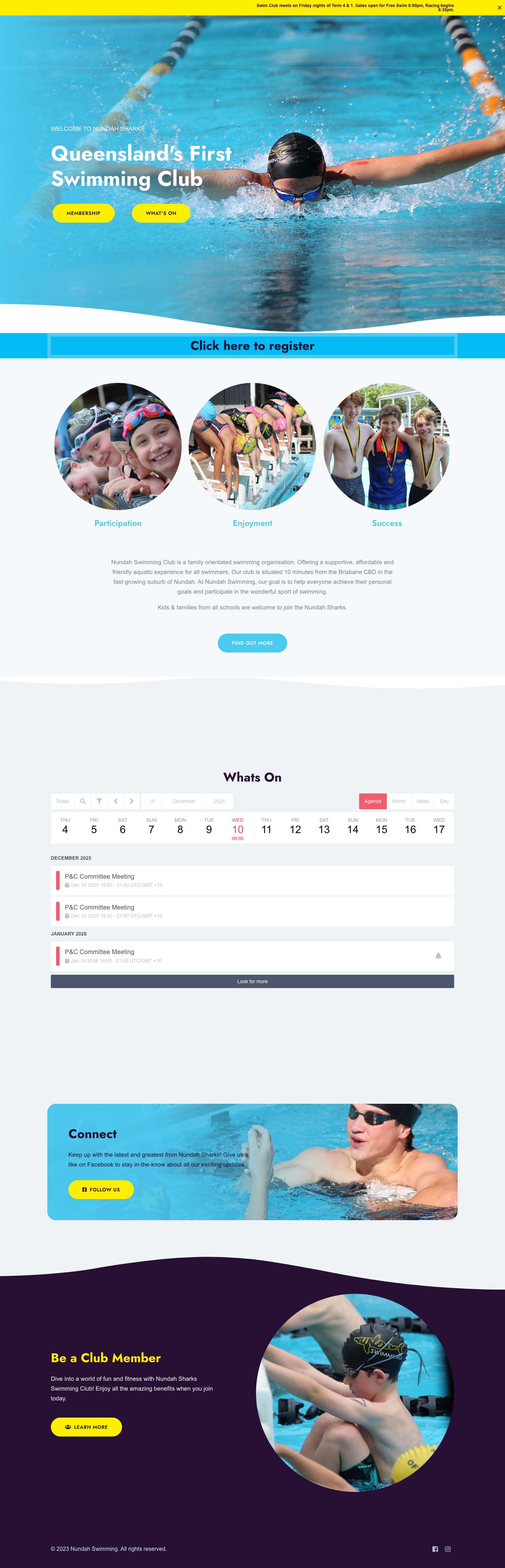 Nundah Sharks – Queensland's First Swimming Club - Full Screenshot