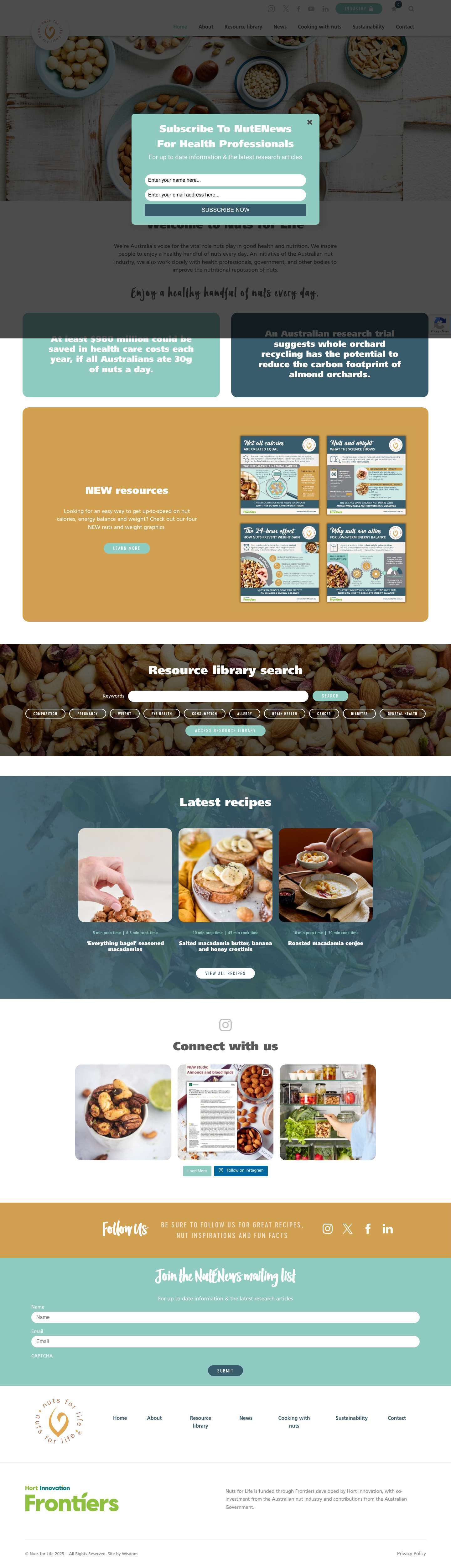 Nuts for Life | Australian Nuts for Nutrition & Health - Full Screenshot
