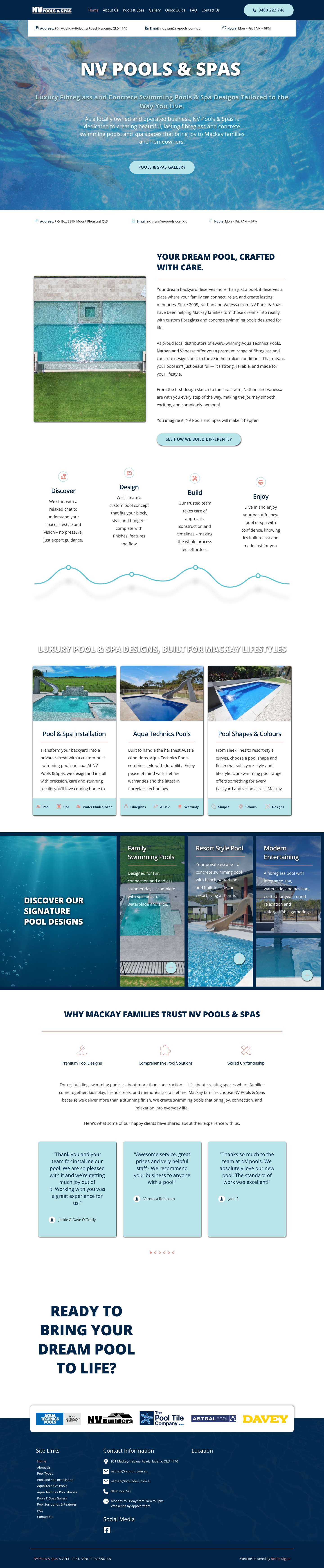 Pool and Spa Installation in Mackay | NV Pools & Spas - Full Screenshot