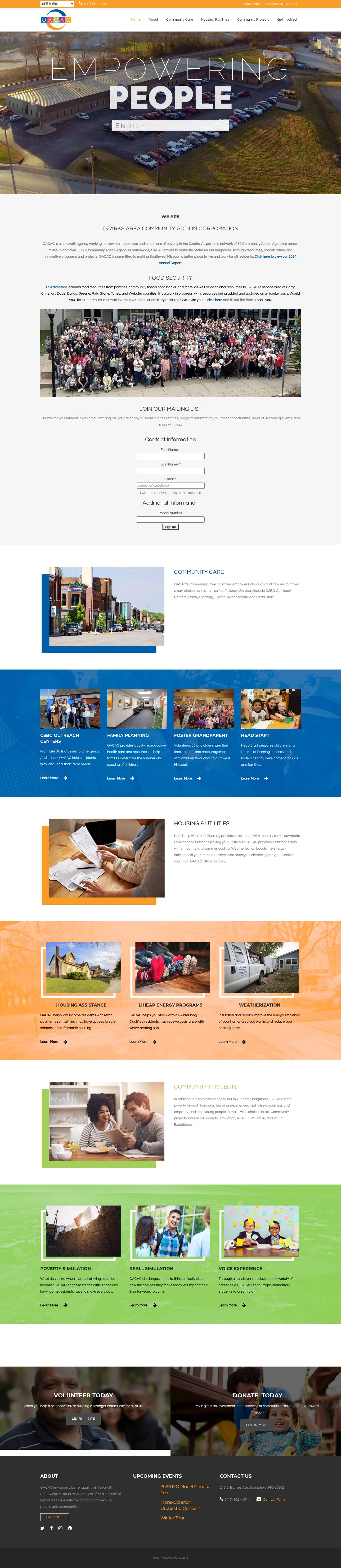 OACAC | Poverty | Alleviating Poverty | Springfield MO - Full Screenshot