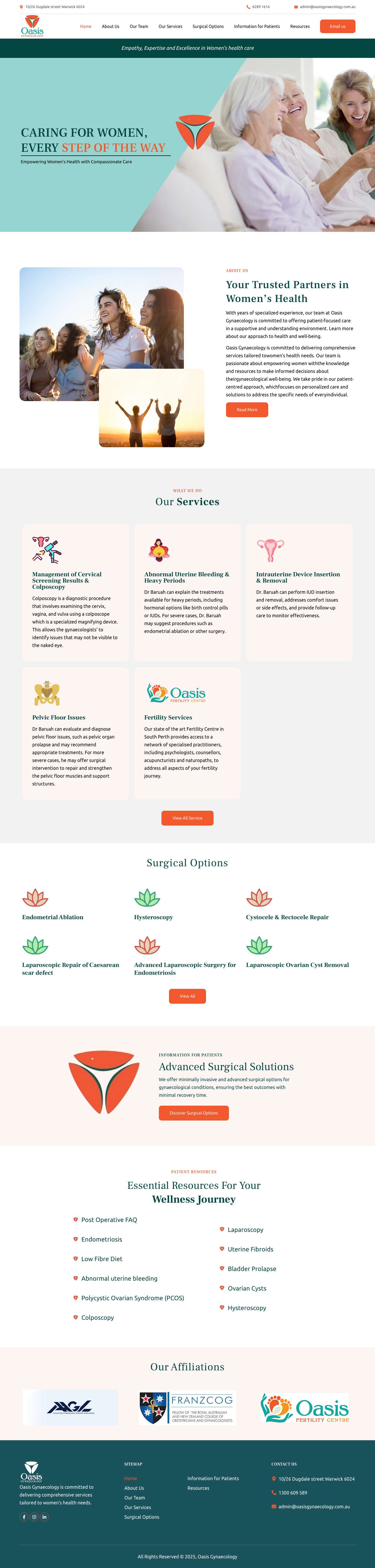 Oasis Gynaecology – Your Trusted Partners in Women’s Health - Full Screenshot