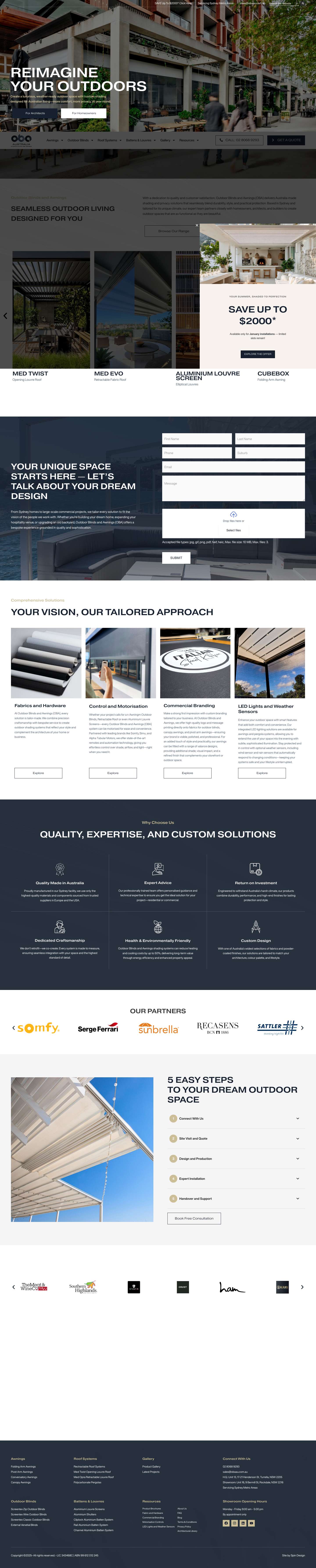 Outdoor Blinds & Awnings | Retractable Roof & Awning Specialist Sydney - Full Screenshot