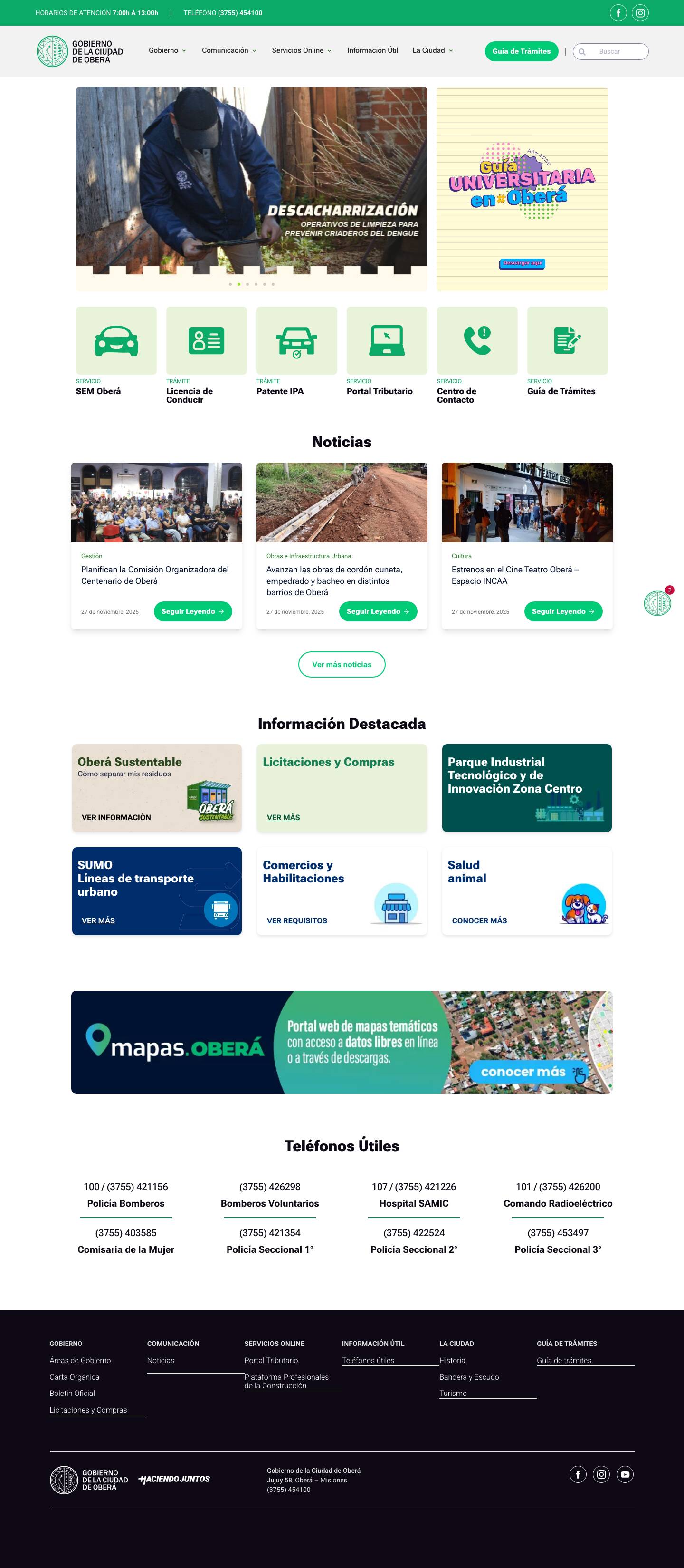 Oberá - Gobierno de Oberá - Full Screenshot